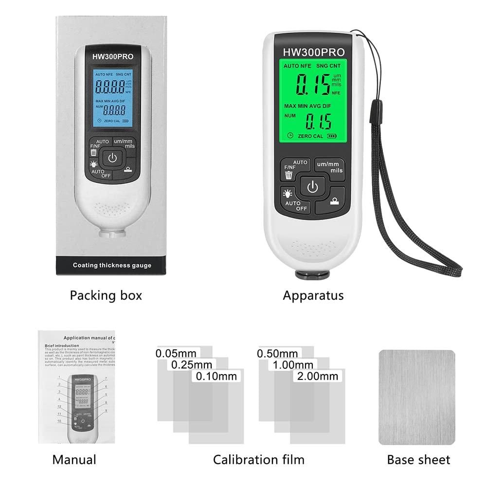 EMVANV Digital Paint Thickness Gauge - Auto Body Coating Meter with LCD Display & Zero Calibration - Perfect for Car Detailing, Auto Repair & Industrial Coating Measurement (White)