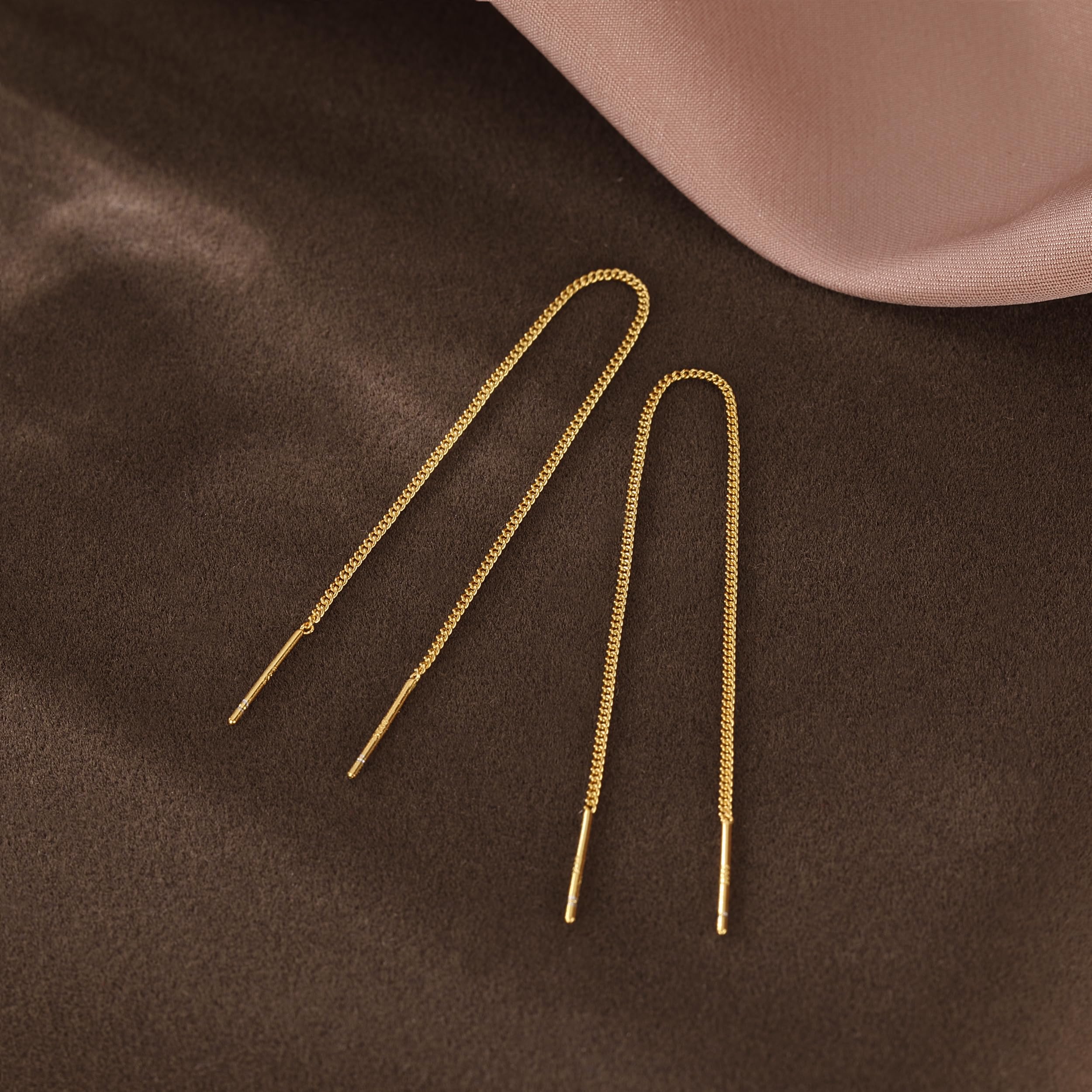 Reffeer Solid 925 Sterling Silver Chain Threader Dangle Earrings for Women & Teens - Minimalist Long Tassel Earrings - Perfect for Parties, Weddings & Everyday Wear
