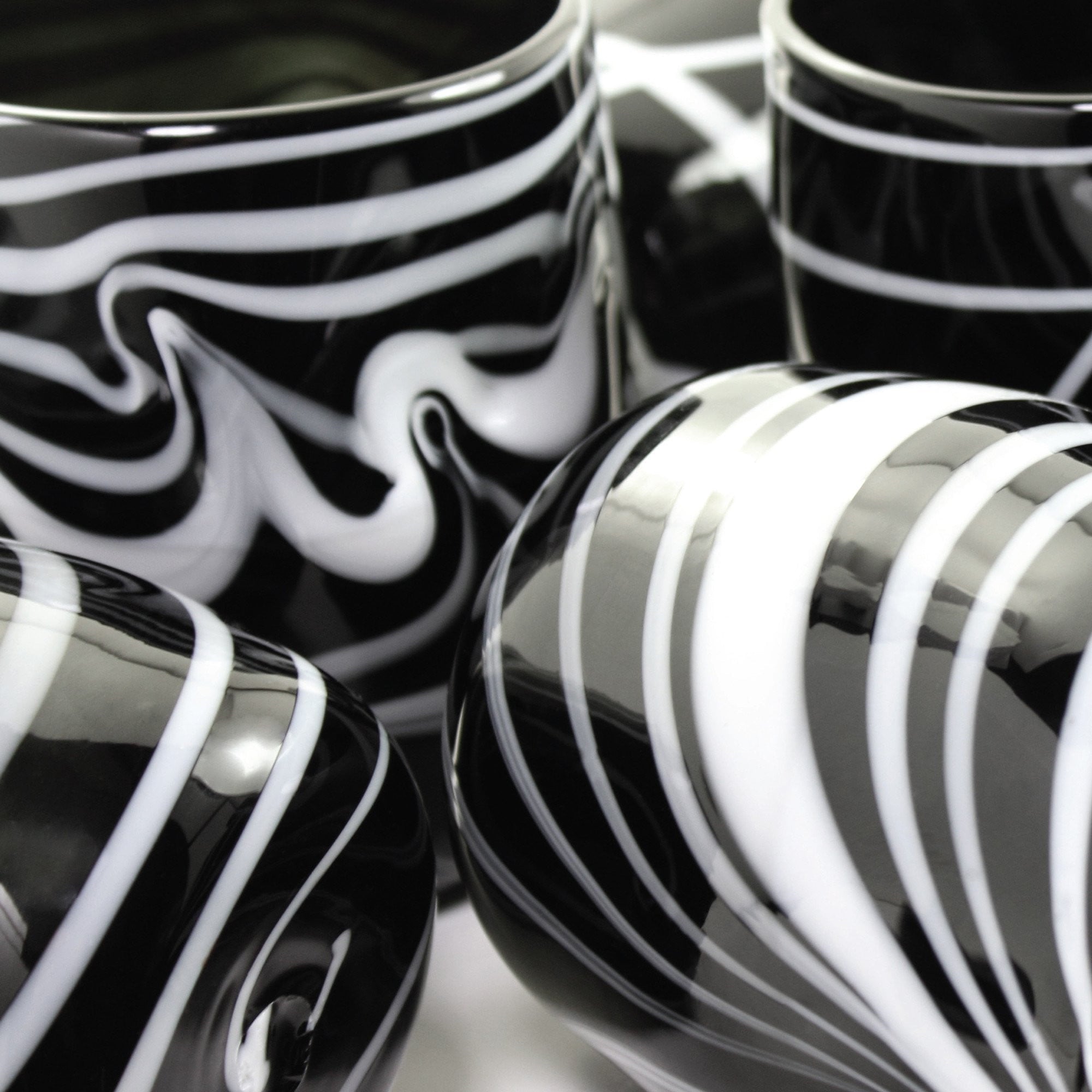 Burian Swirl Black Coffee Mugs Set of 6 - Elegant Ceramic Cups for Home, Office & Restaurant Use - Perfect for Coffee, Tea & Hot Beverages