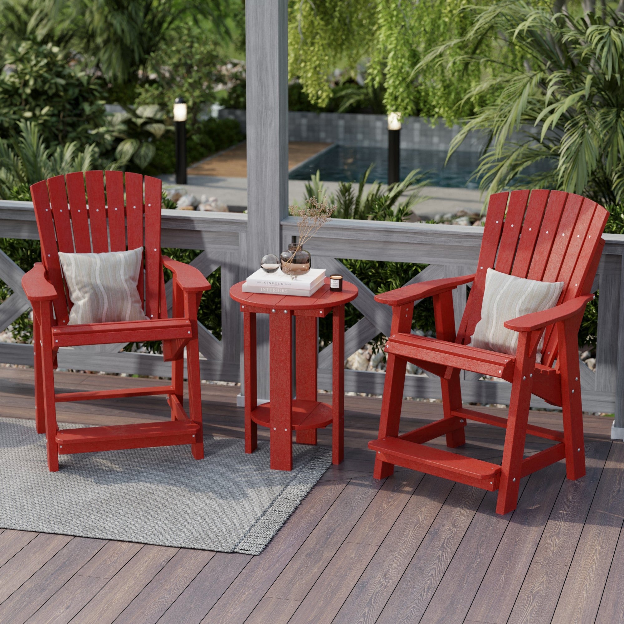 Premium Heritage High Adirondack Chair - Solid Wood Outdoor Patio Furniture for Garden, Deck, Poolside & Backyard Relaxation