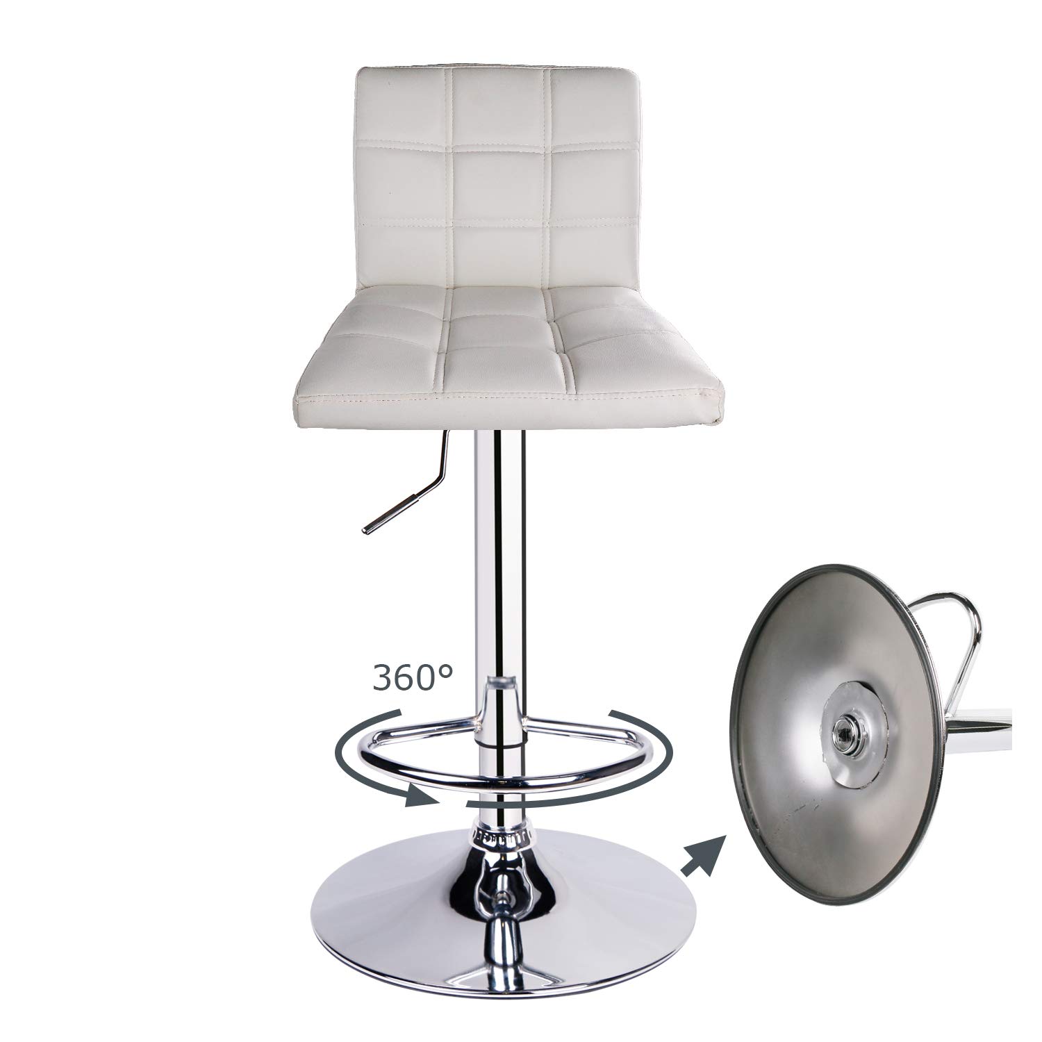 Modern Leopard Print PU Leather Adjustable Swivel Bar Stools with Back - Set of 3, Counter Height Kitchen Stools for Dining, Bar & Breakfast Nook - White Square Back Barstools for Home & Restaurant Use