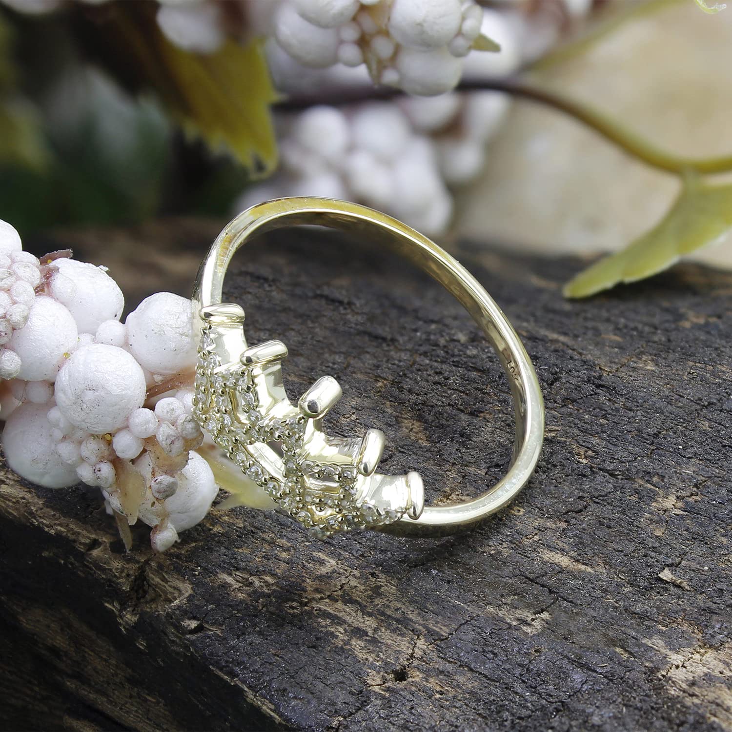 Royal King 0.12 Carat Round Cut White Diamond Crown Ring in 10K Solid Gold - Elegant Jewelry for Weddings, Anniversaries & Special Occasions