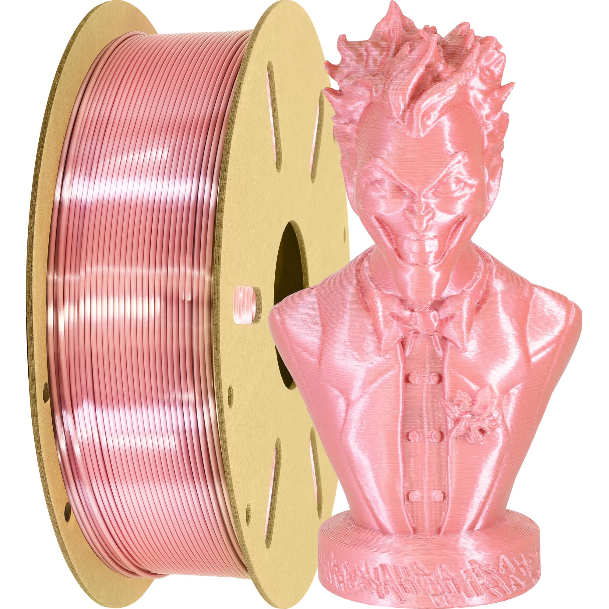 Premium Silk Rose Gold Pink PLA 3D Printing Filament - 1.75mm Shiny PLA Filament for 3D Printers & Pens (1kg/2.2lbs) - Ideal for Cosplay Props, Home Decor & DIY Craft Projects