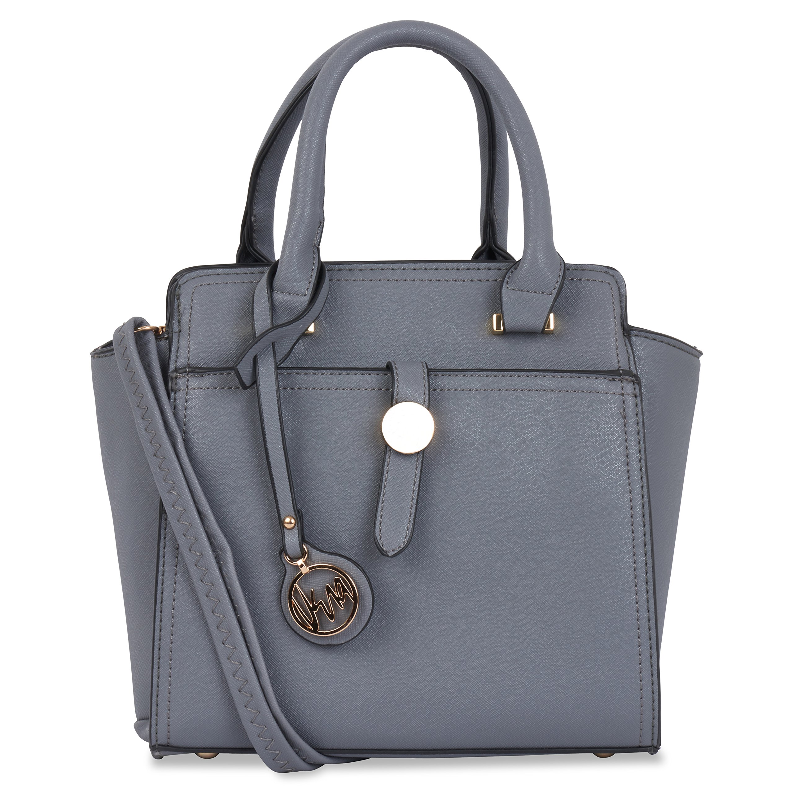 Vera Saffiano Leather Handbags for Women - Stylish Grey Crossbody & Shoulder Bags - Perfect for Work, Travel & Everyday Use