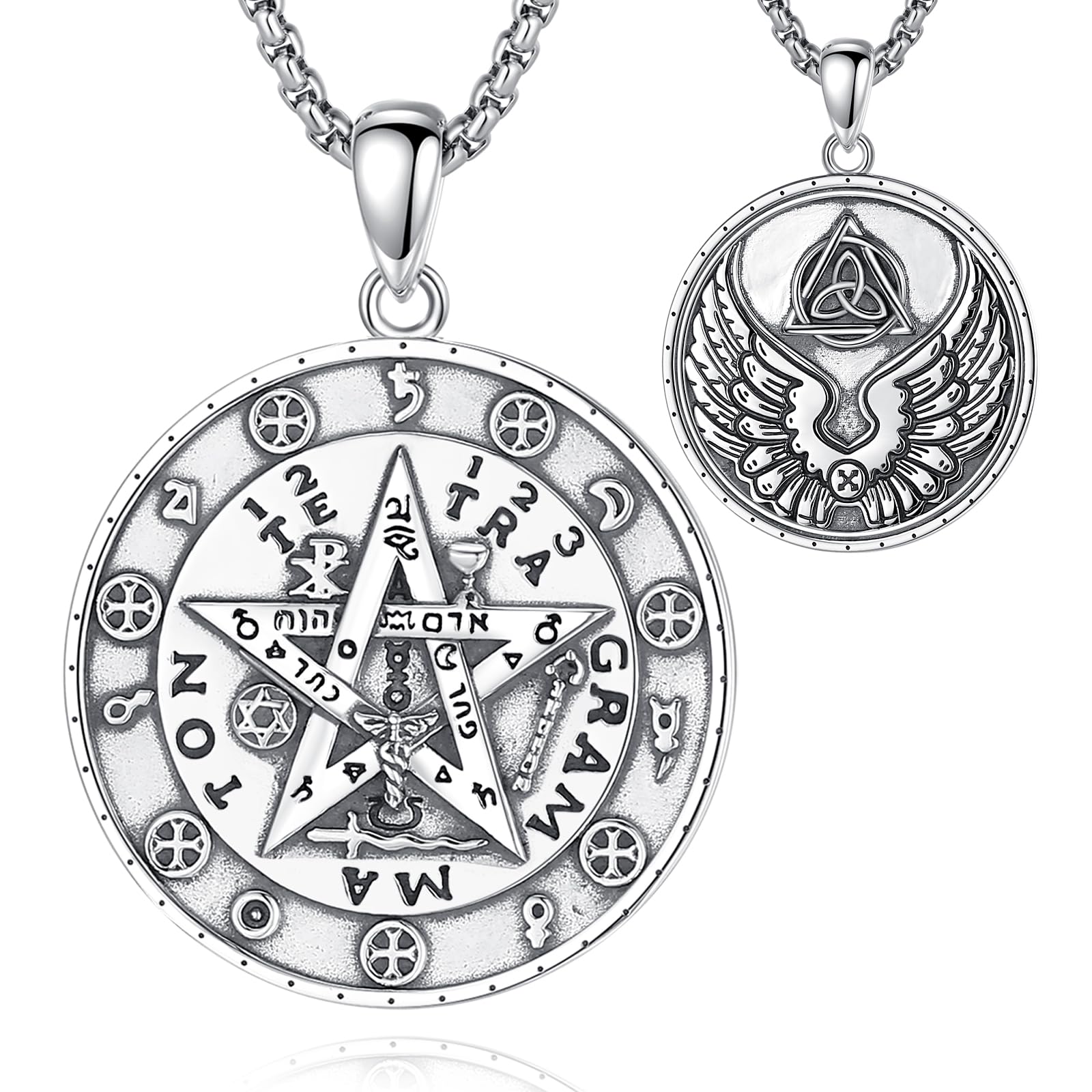 925 Sterling Silver Tetragrammaton Necklace with Metatron Cube Pendant - Protective Amulet Jewelry for Women & Men | Spiritual Gift, Meditation Accessory, Energy Protection Talisman