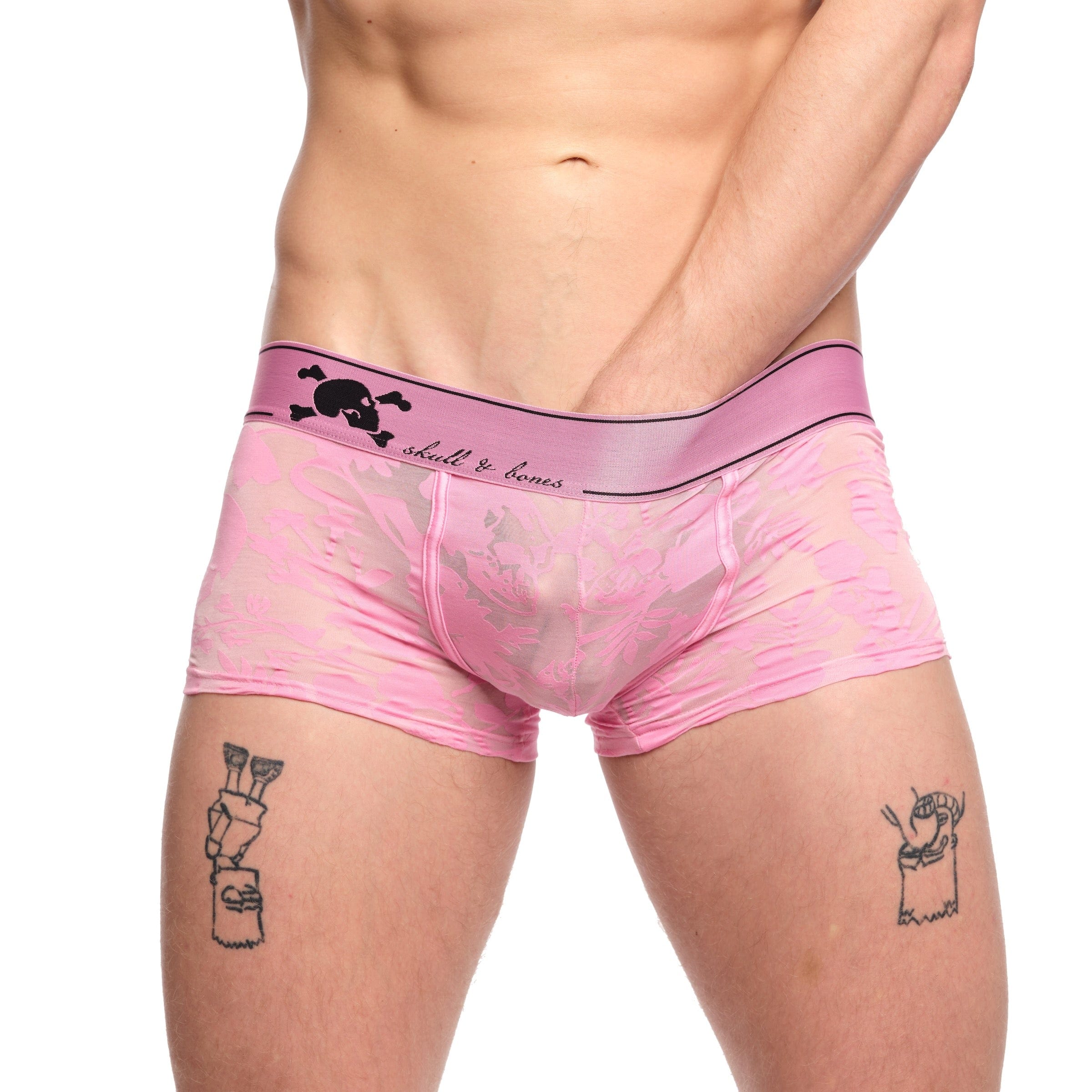Dutch Floral Burnout Trunk Pink - Vintage-Inspired Women's Underwear | Comfortable Cotton Panties for Everyday Wear & Special Occasions