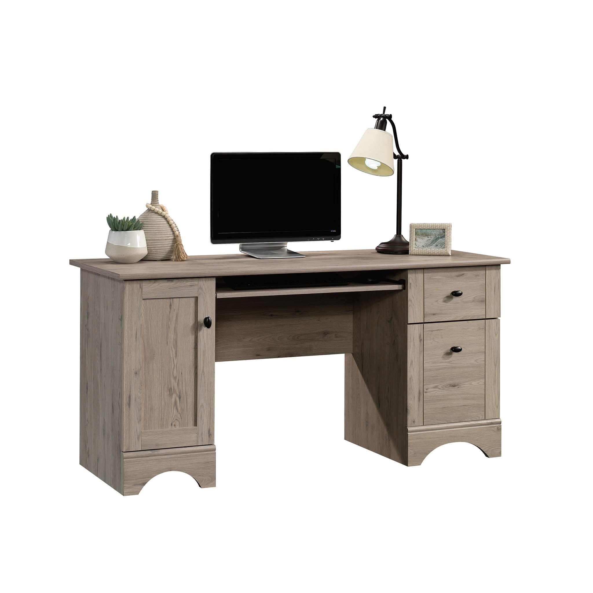 Sauder Laurel Oak Finish Office Desk for Home & Workspace - Stylish & Functional Computer Desk for Small Spaces, Study, or Remote Work