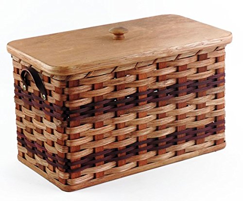 Amish Handmade Wooden Bread Box with Lid & Leather Loop Handles - Rustic Kitchen Storage for Bread, Baked Goods & More (Wine Finish, No Liner) - Perfect for Farmhouse, Country Style Kitchens & Pantry Organization