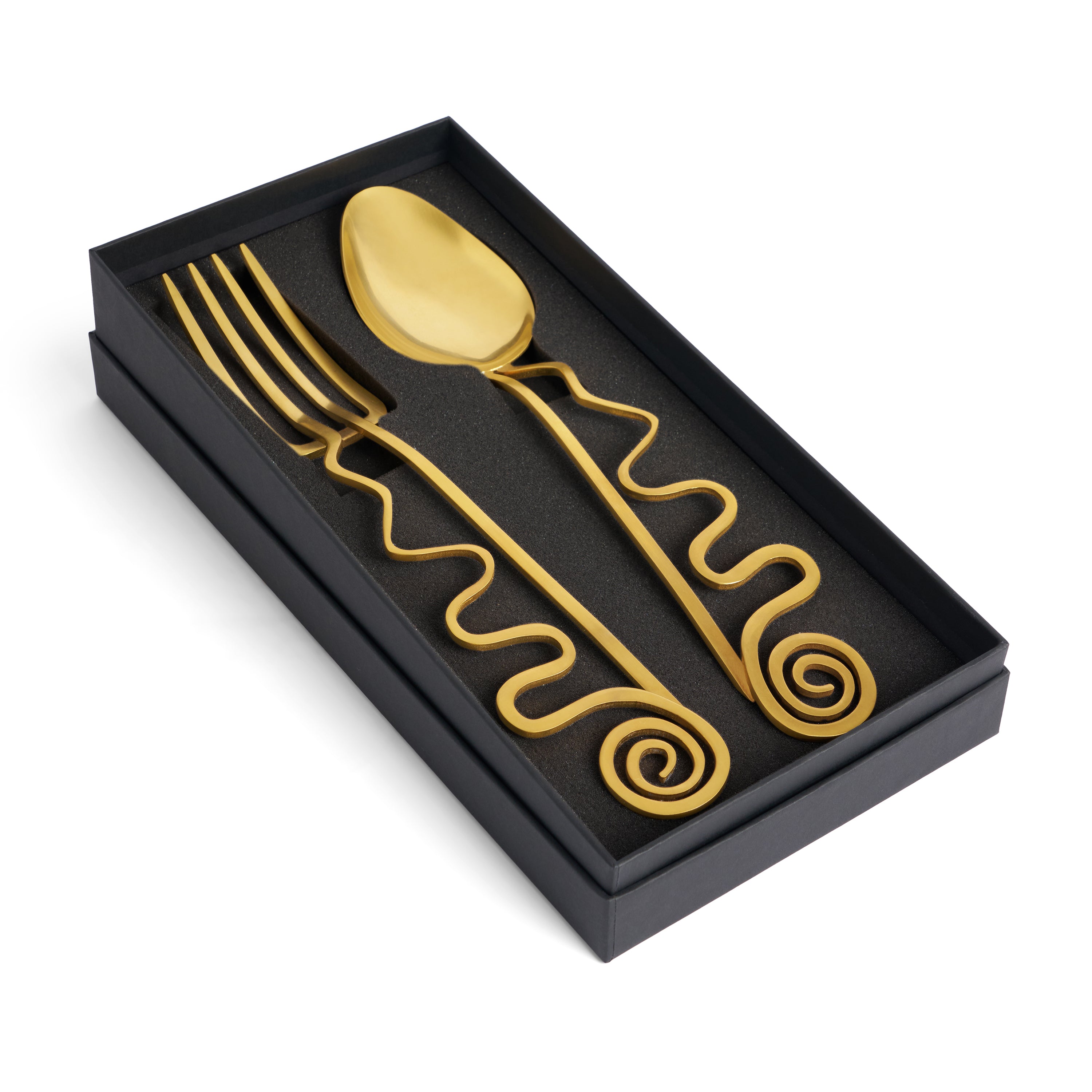 Spiral Serving Set - 2 Piece Stainless Steel Utensils for Salad, Pasta & Desserts | Elegant Tableware for Dinner Parties & Home Entertaining