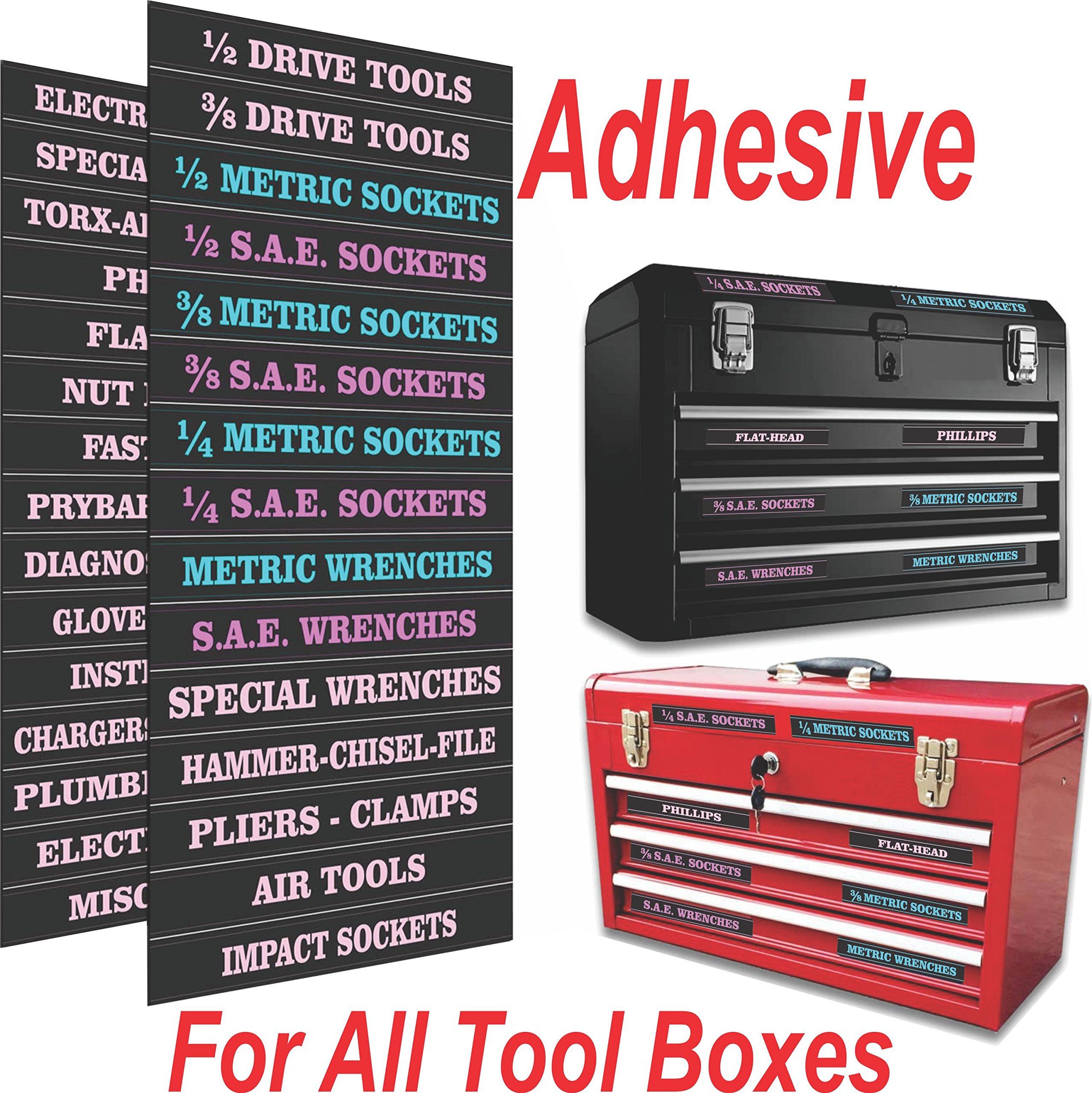 Pink Ladies Edition Adhesive Toolbox Labels - Waterproof DIY Organization Stickers for Tool Box, Garage, Workshop & Craft Room Storage (Set of 50) - Perfect for Home, Office & Industrial Use