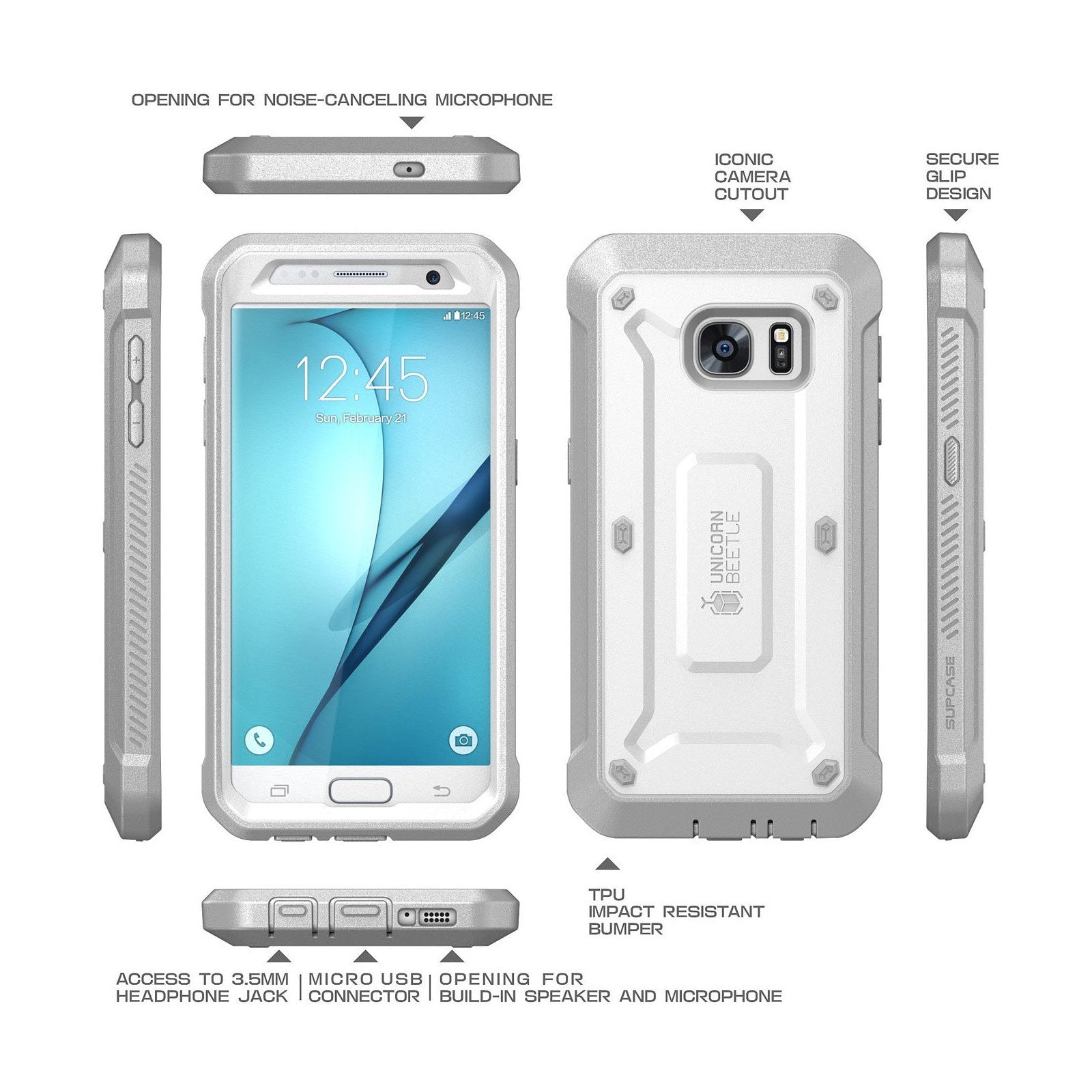 Samsung Galaxy S7 Unicorn Beetle Pro Full-Body Rugged Holster Case (Open Box) - White - Shockproof, Dustproof & Drop Protection for Outdoor, Work & Active Lifestyle