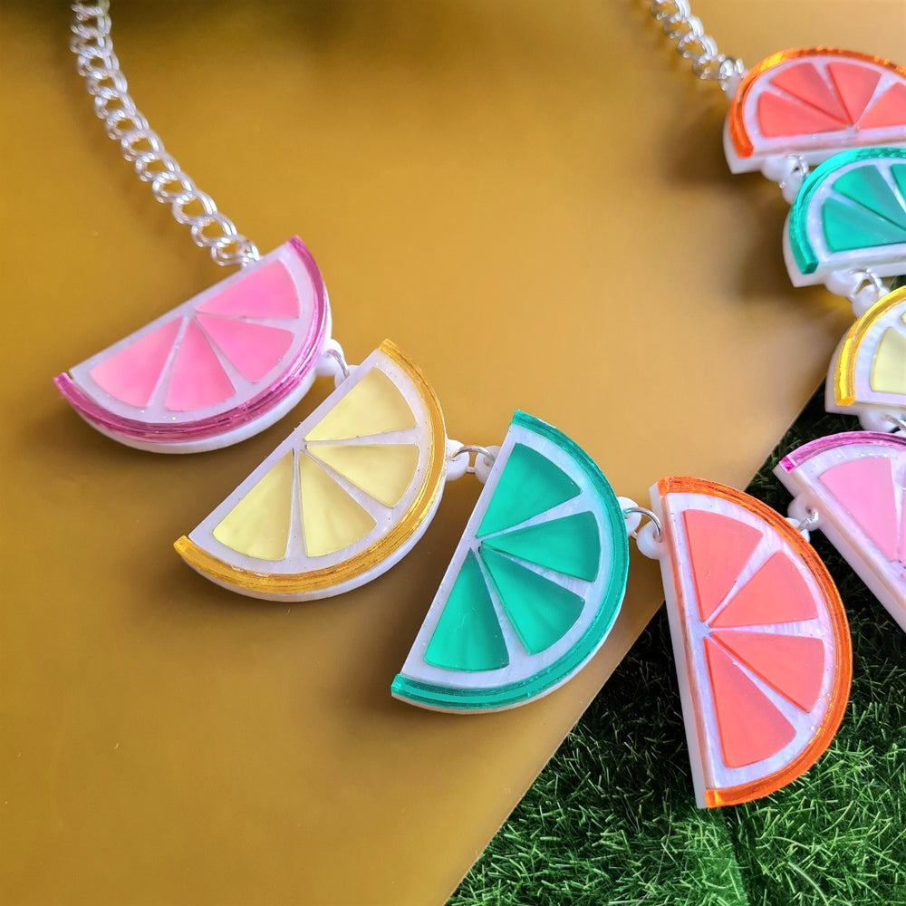 Citrus Fruit Slice Charm Necklace - Dainty Lemon & Orange Pendant Jewelry for Women | Perfect for Summer Outfits & Beach Vacations