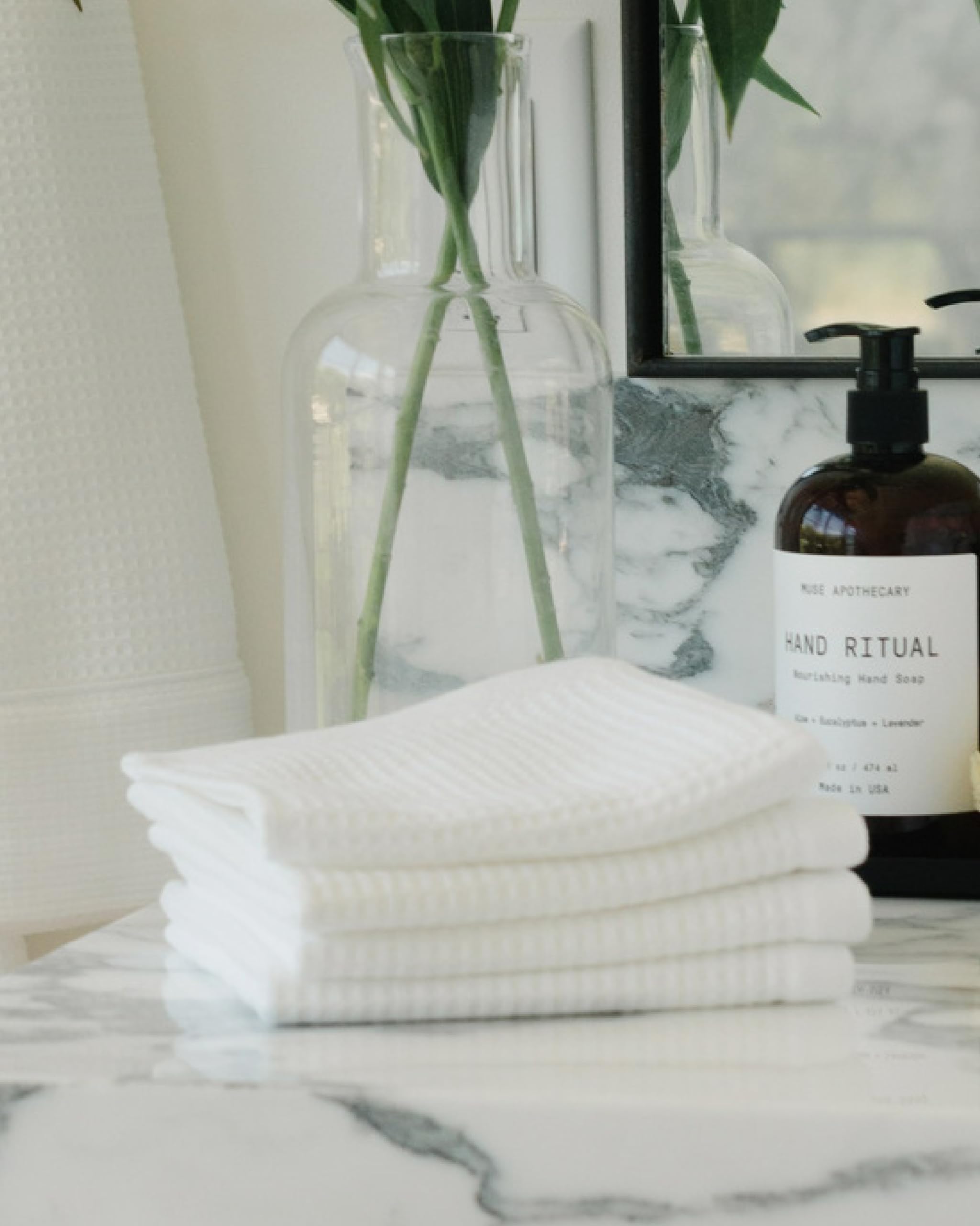 Cozy Earth White Waffle Terry Washcloths - Ultra Soft Cotton & Bamboo Viscose Blend, Plush & Highly Absorbent for Gentle Skin Care | Perfect for Bath, Spa & Baby Care