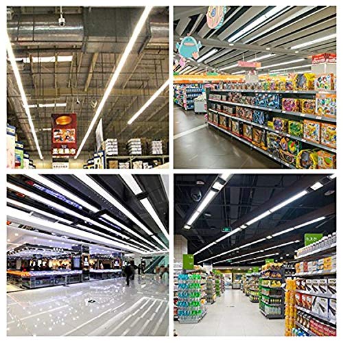 (10-Pack) 8FT LED Shop Light, 120W 18800LM 5000K Daylight White, V-Shape Clear Cover Linkable T8 Tube Lights - High Output LED Lighting for Garage, Warehouse & Workshop with Plug