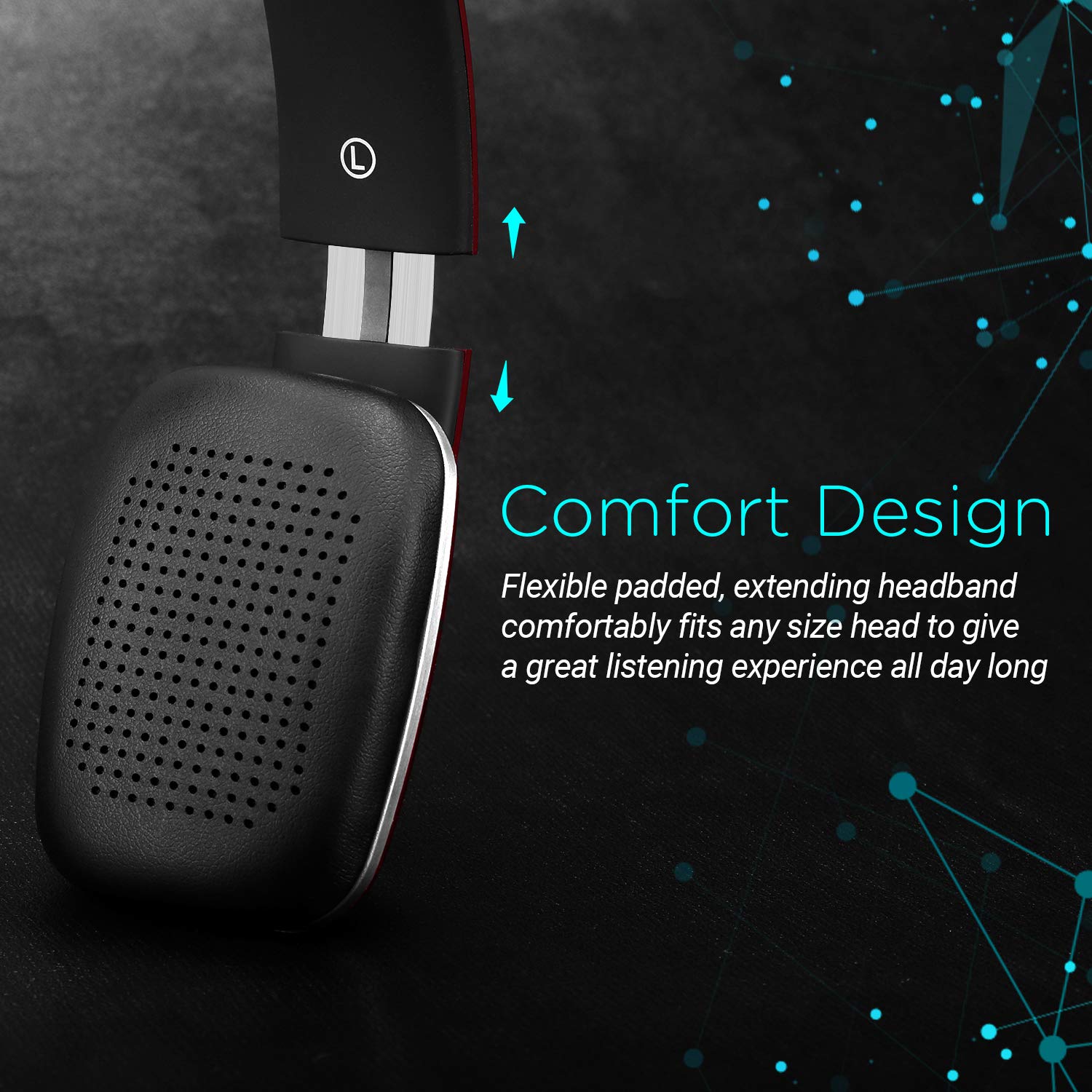 August EP636 Wireless Bluetooth Headphones with NFC & Built-in Mic - On-Ear Comfort for Music, Calls & Gaming - Red (Perfect for Commuting, Workouts & Office Use)