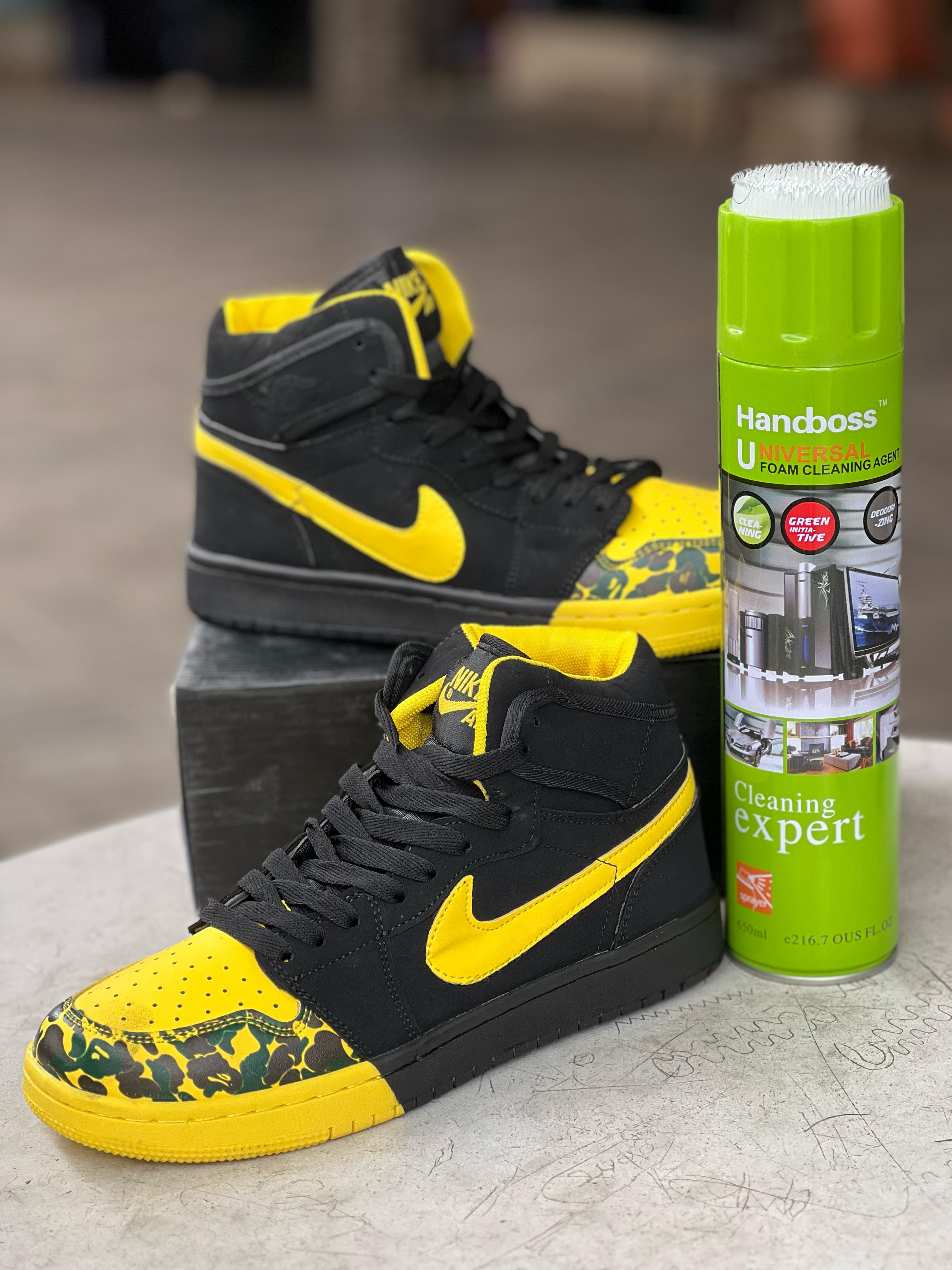 Nike Air Jordan 1 Retro High OG Sneakers for Men - Black/Yellow Basketball Shoes - Perfect for Streetwear, Casual Outfits & Court Performance