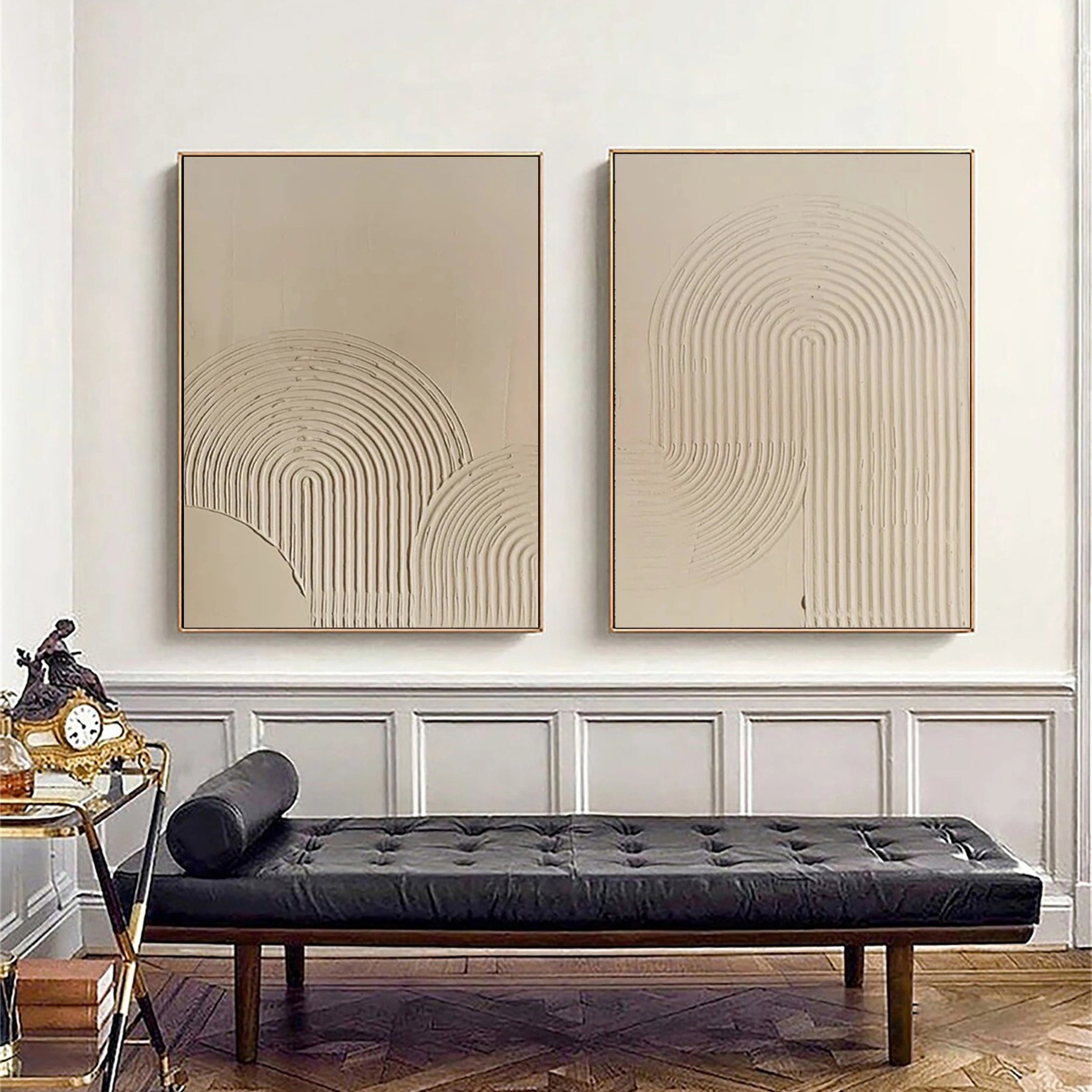 Abstract Beige and Brown Wall Art Set of 2 Paintings - Modern Home Decor for Living Room, Bedroom & Office | #BB092