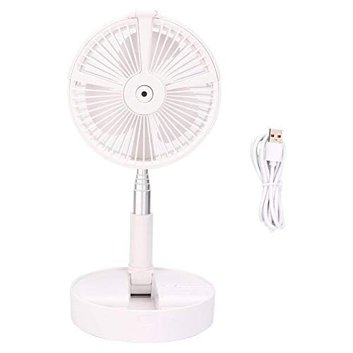 Portable USB Desktop Fan with Telescopic Stand, LED Light & Atomizing Hydration - Foldable Mini Fan for Office, Home, Bedroom, Travel and Outdoor Use