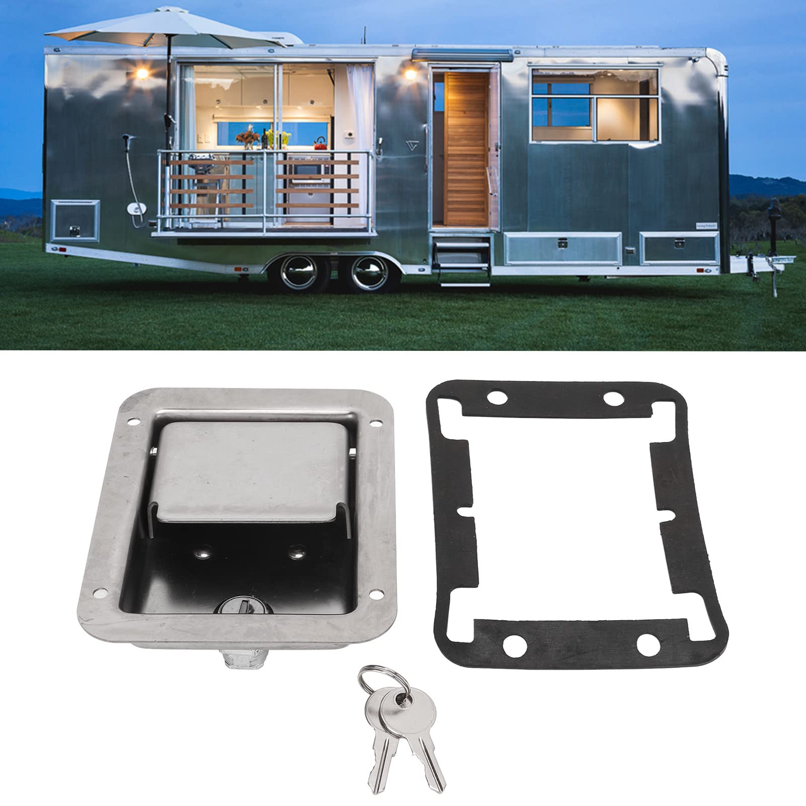 Heavy Duty Stainless Steel Toolbox Lock with RV Handle Paddle & 2 Keys - Secure Storage for Trailer, Truck, RV, and Outdoor Equipment - Perfect for Construction, Camping, and Road Trips