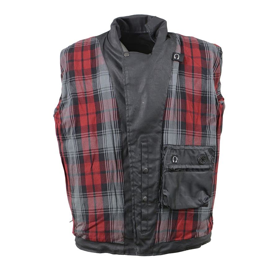 Milwaukee Leather Mdm1020 Men's Armored Black Waxed Denim Motorcycle Jacket - Durable Biker Gear for Riding & Casual Wear