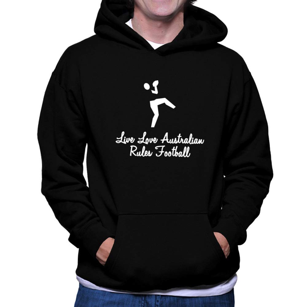 Teeburon Live Love Australian Rules Football Hoodie - Soft & Comfortable Pullover for Fans - Perfect for Game Day, Tailgating & Casual Wear