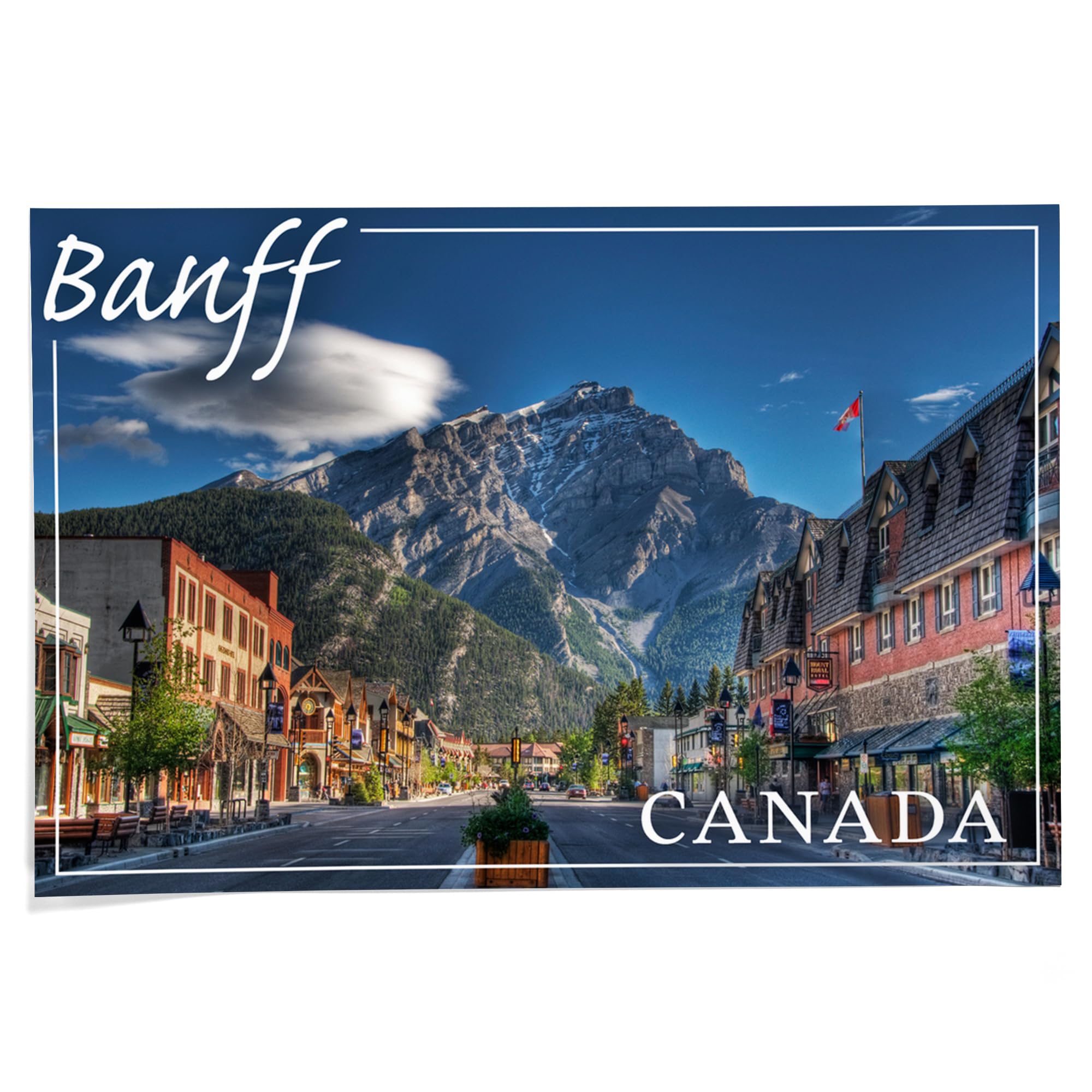 Lantern Press 24x36 Inch Giclee Art Print - Banff Canada Downtown Landscape Wall Decor - Perfect for Living Room, Bedroom & Office Decor