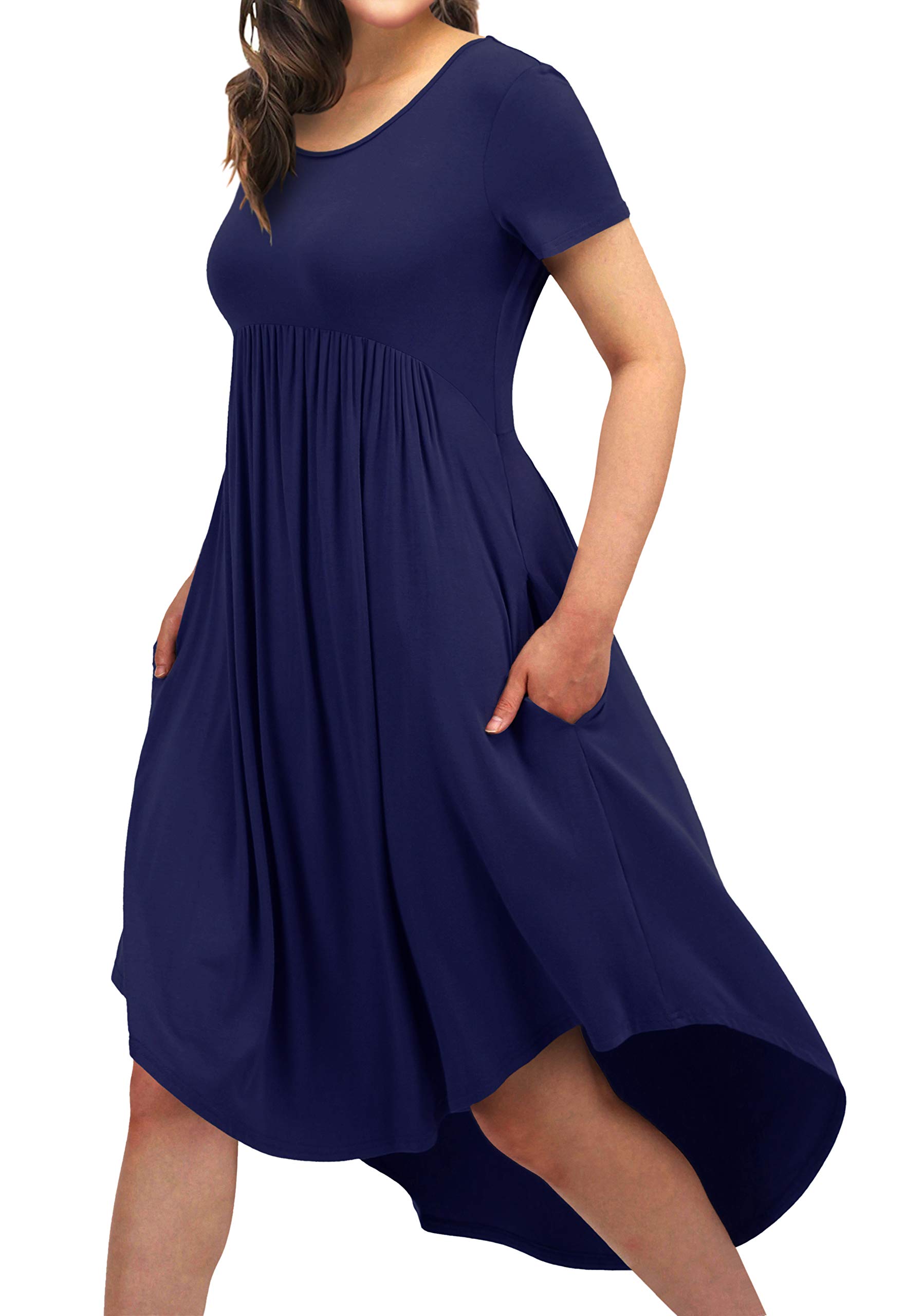 EASYDWELL Women's Casual Loose Comfortable Flowy T-Shirt Dress with Pockets - Perfect for Summer Outfits, Beach Wear & Everyday Comfort