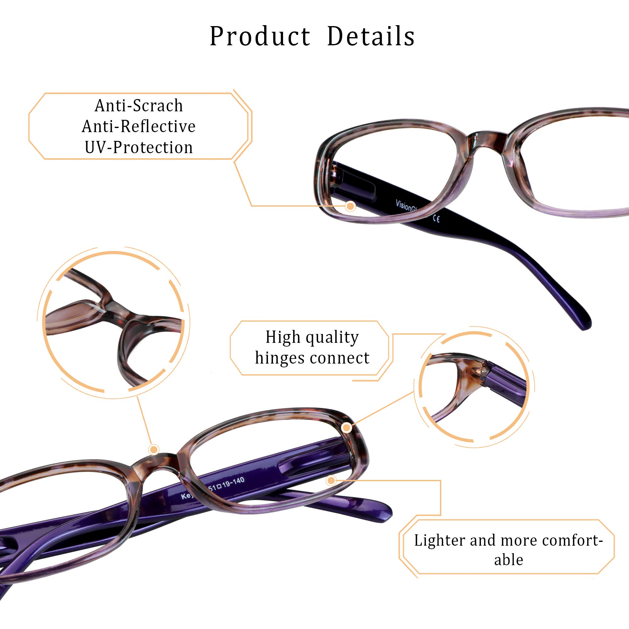 LifeArt 4 Pairs Reading Glasses with Blue Light Blocking - Anti-Eye Strain Computer Glasses for Men & Women - Perfect for Office Work, Gaming & Screen Time