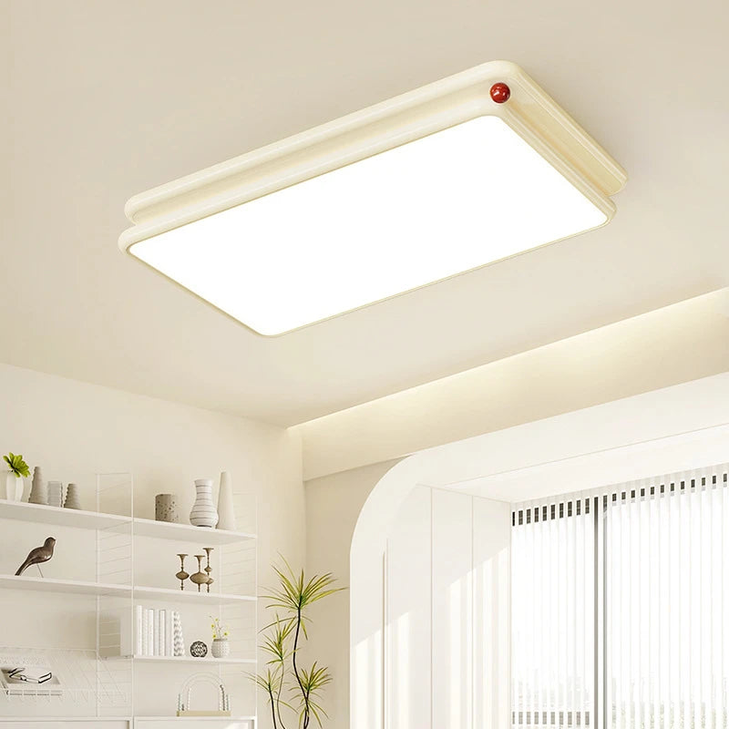 Nordic Style Cream White Ceiling Lamp - Modern Minimalist Lighting Fixture for Living Room, Bedroom, and Dining Room