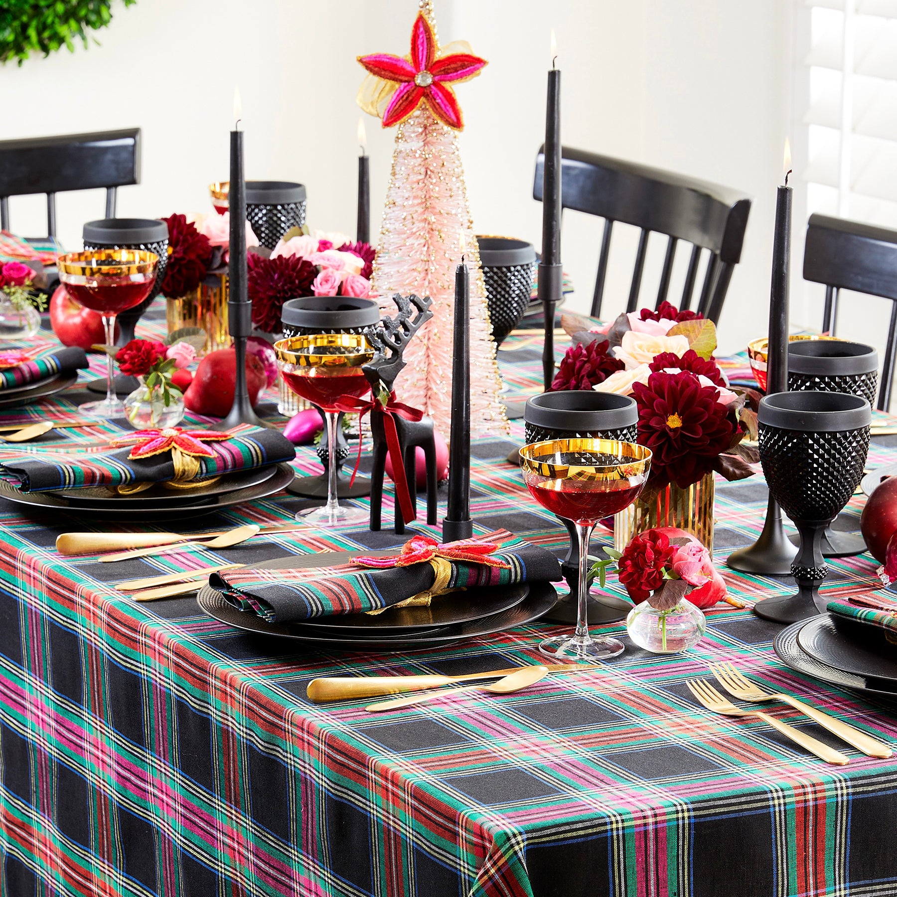 Stylish Jewel Plaid Table Throw - Soft & Durable Decorative Table Cover for Dining Room, Living Room, or Holiday Decor