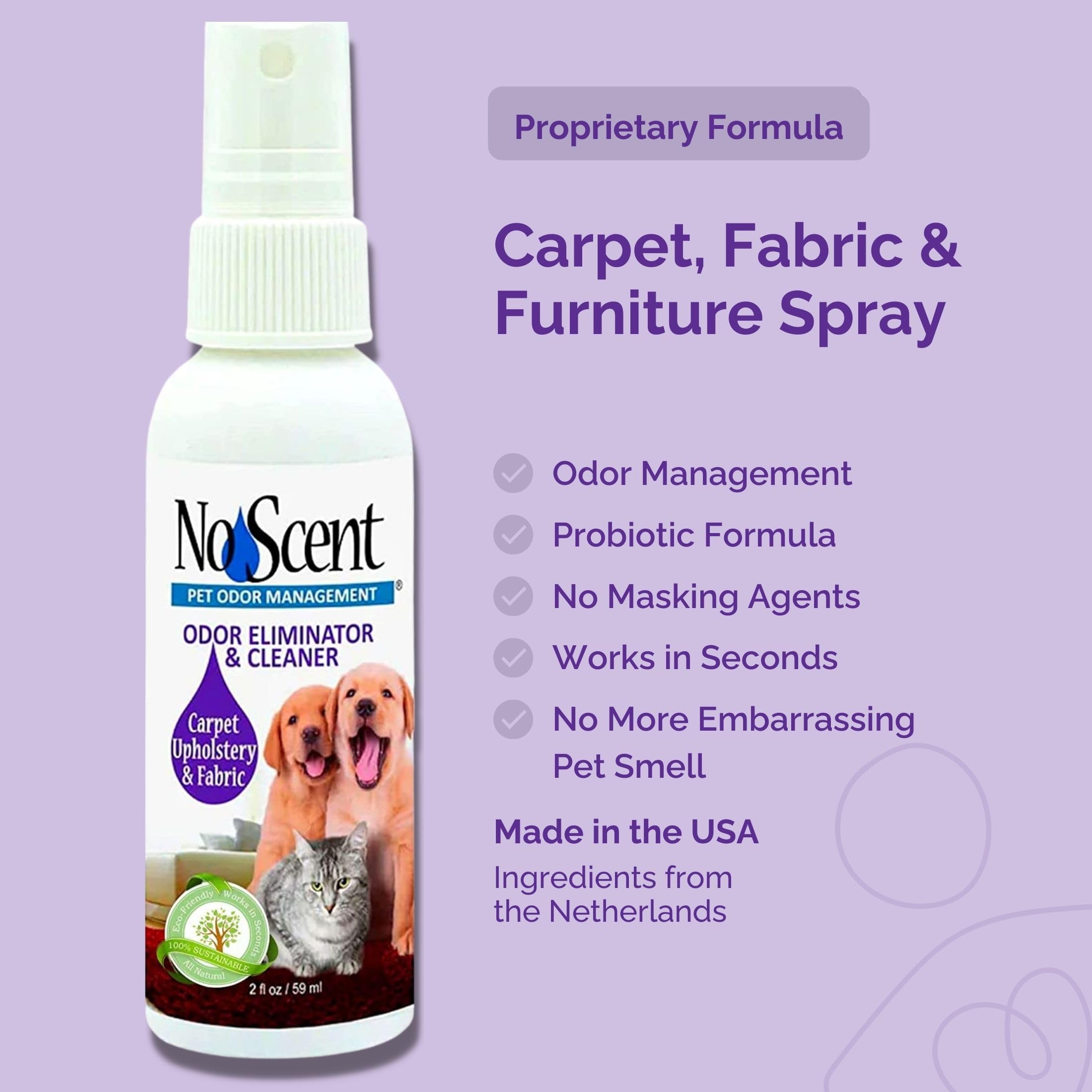 Unscented Carpet & Upholstery Cleaner Spray - Removes Pet Odors, Urine, Poop & Stains for Dogs & Cats (32 Fl Oz) - Perfect for Sofas, Carpets & Pet Beds