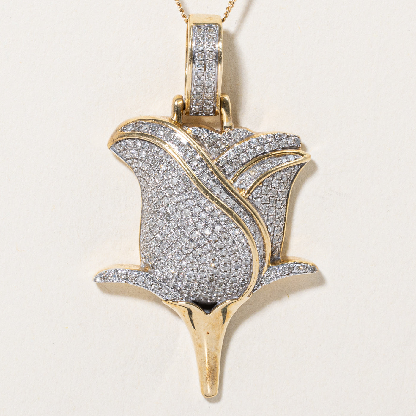 1.05ctw Diamond Rose Pendant Necklace in 18K Gold - Elegant Jewelry Gift for Women, Perfect for Valentine's Day, Anniversary & Special Occasions