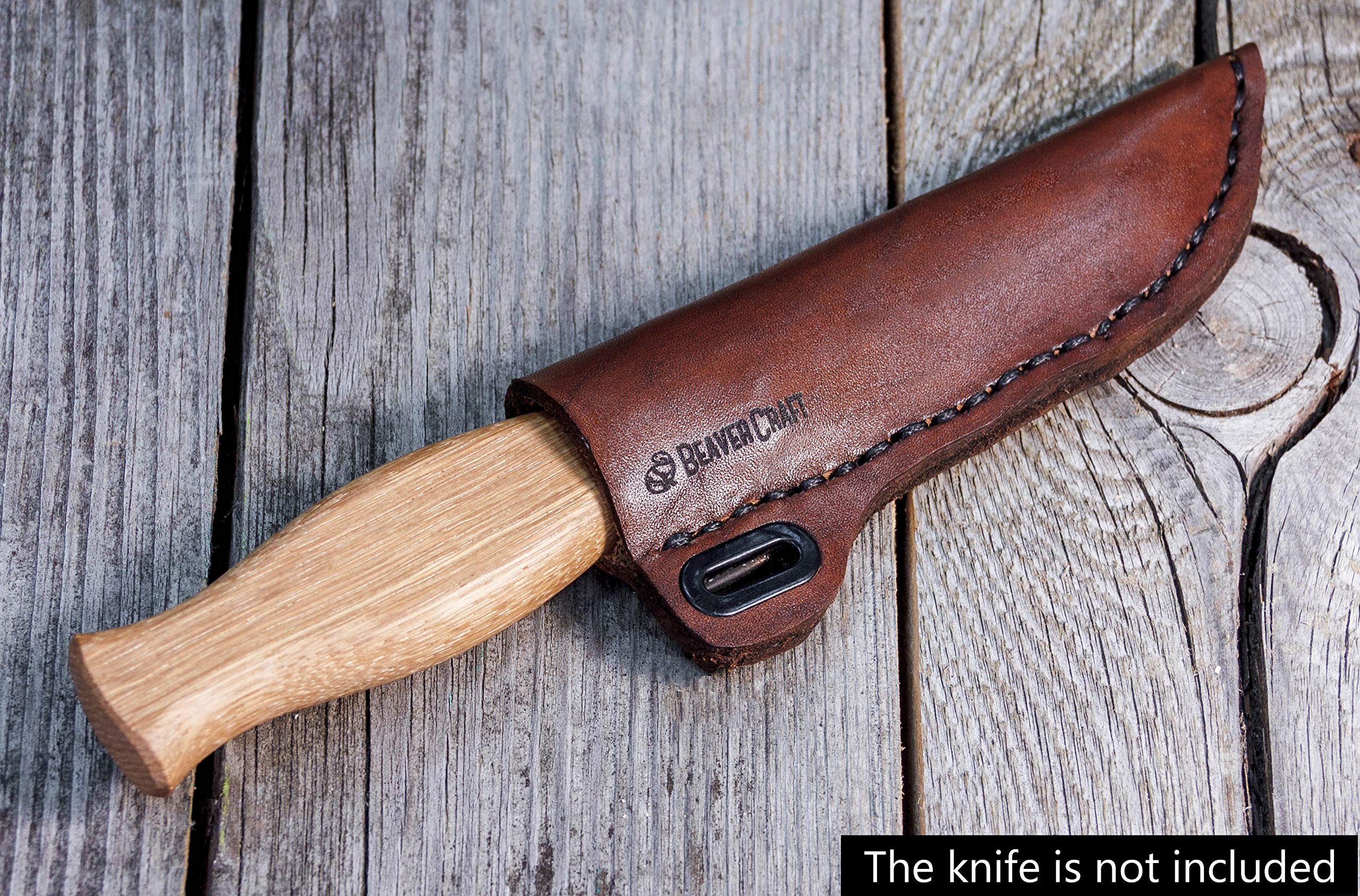 BeaverCraft SH1 Genuine Leather Sheath for Fixed Blade Knives - 6