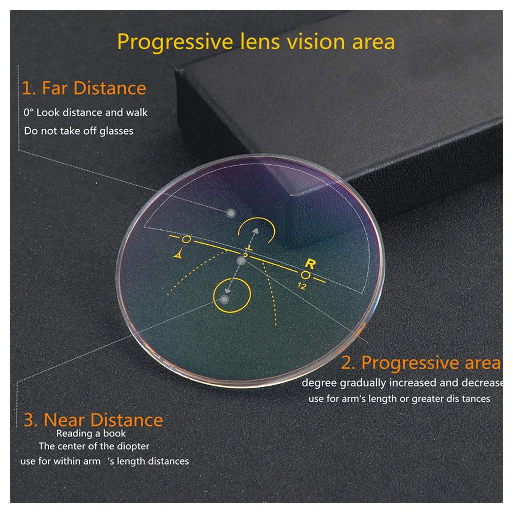 Anti Blue Light Progressive Multifocal Reading Glasses +1.0 to +3.5 for Computer, Reading & Office Work - Reduce Eye Strain & UV Protection