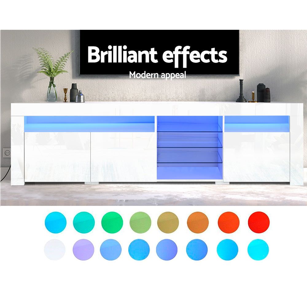 Artiss 180cm White Bobi Entertainment TV Stand with LED Lights - Modern TV Cabinet for Living Room, Bedroom & Home Theater