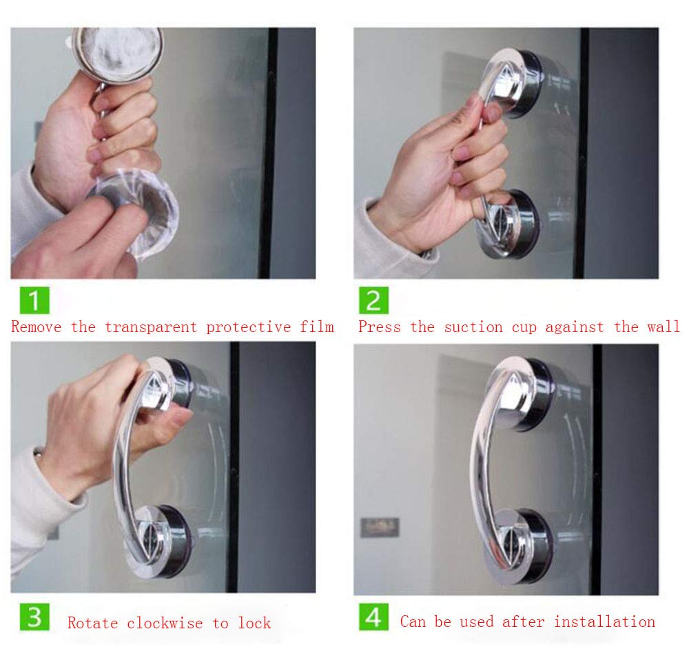 KAFENDA Large Sliding Glass Door Handle - Sticky Suction Cup for Seamless Operation - Silver Travel Door Handle Set - Perfect for Hotels, Offices & Home Use