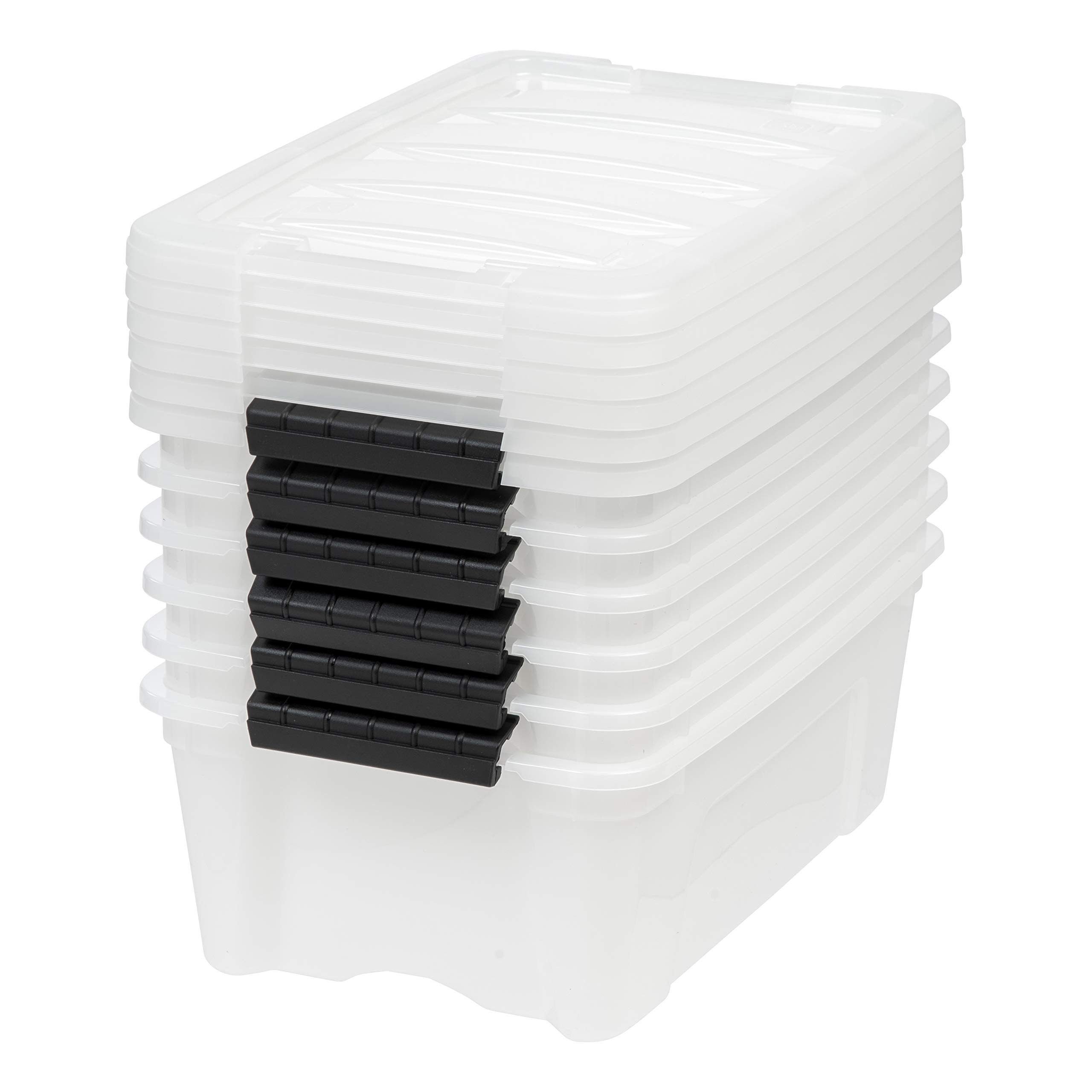 IRIS USA 13 Quart Stackable Plastic Storage Bins with Lids - 6 Pack BPA-Free Organizing Containers | Made in USA | Durable Nestable Design with Secure Latches & Pull Handles | Perfect for Home, Office, Closet & Pantry Organization