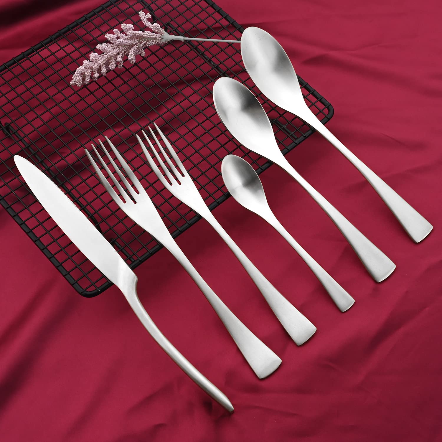 Premium 24-Piece Stainless Steel Silverware Set - Gugrida 304 Heavy Duty Flatware Cutlery for 4 People | Matte Finish Knives, Forks & Spoons | Dishwasher Safe | Perfect for Dinner Parties, Restaurants & Everyday Dining
