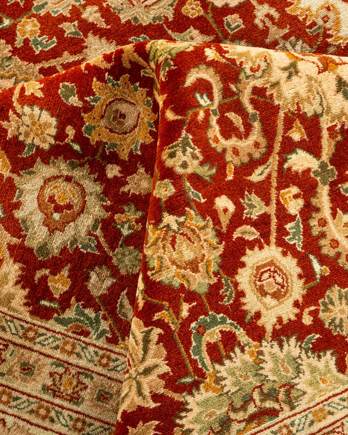 Handmade Traditional Oriental Mogul Red Wool Area Rug 8x10 - One of a Kind Hand Knotted Solo Rugs for Living Room, Bedroom & Home Decor