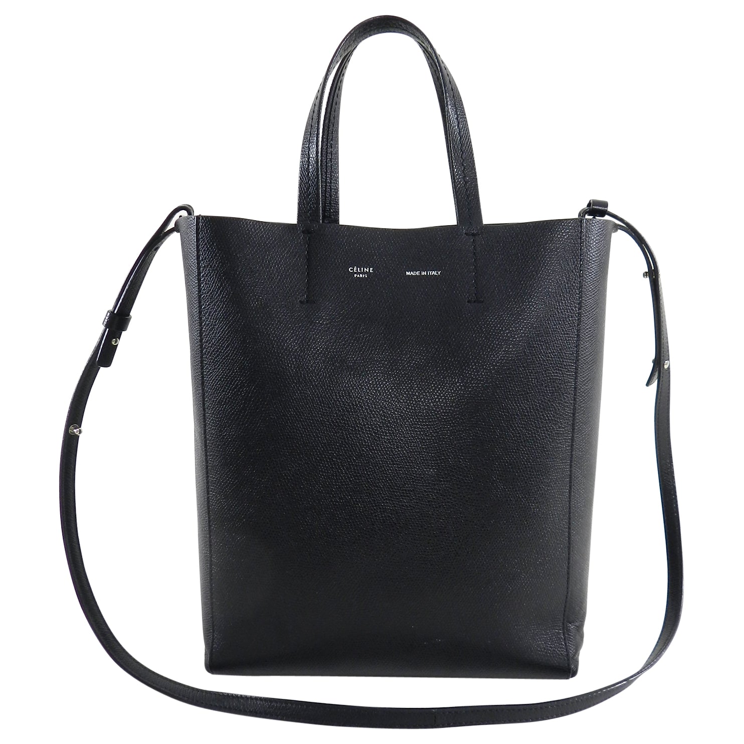 Celine Black Cabas Tote PM Handbag with Adjustable Shoulder Strap - Perfect for Work, Travel & Everyday Use