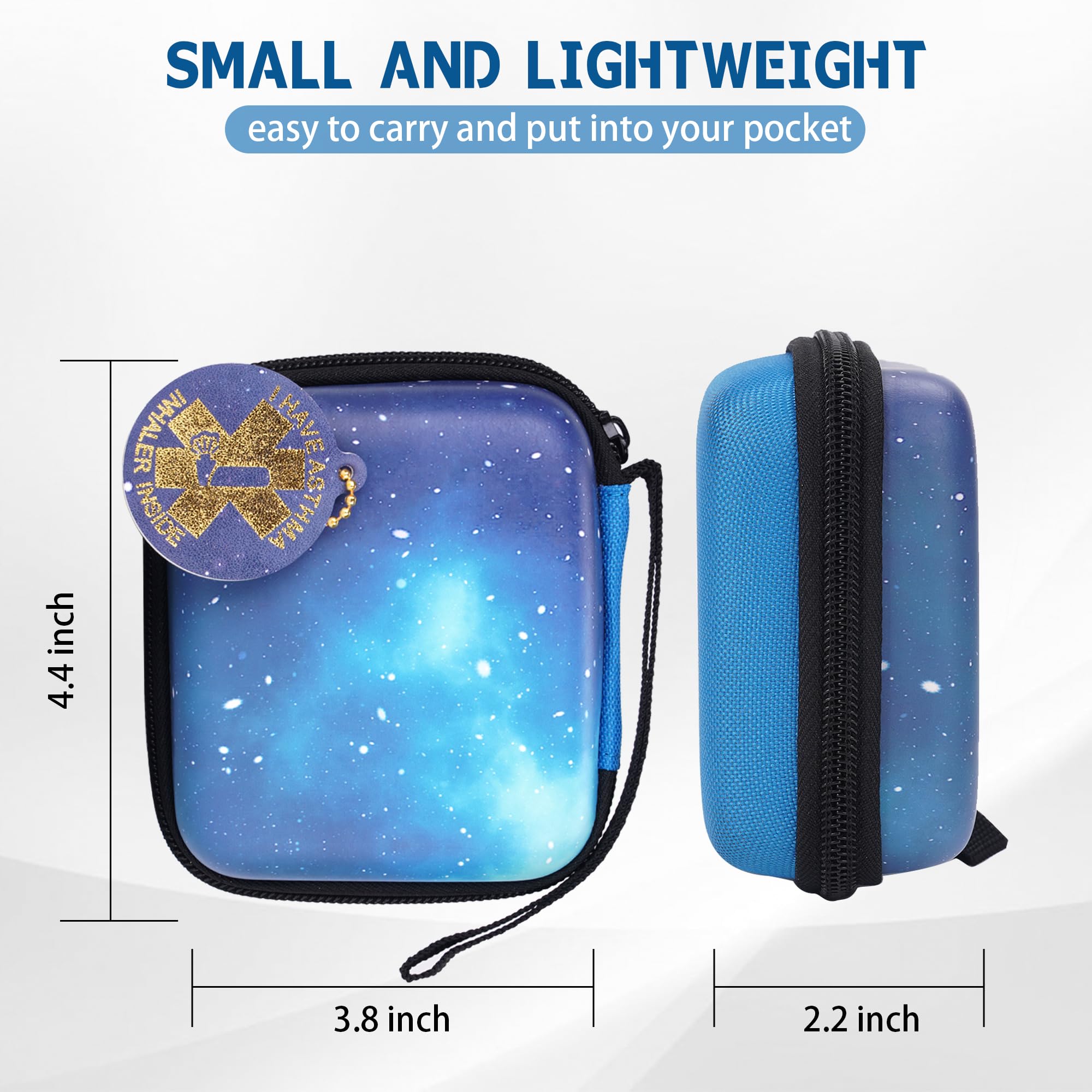 MGZNMTY Asthma Inhaler Holder Case - Portable Storage & Travel Organizer for Adults & Kids (Star Blue) - Perfect for Home, School, Gym & Outdoor Activities