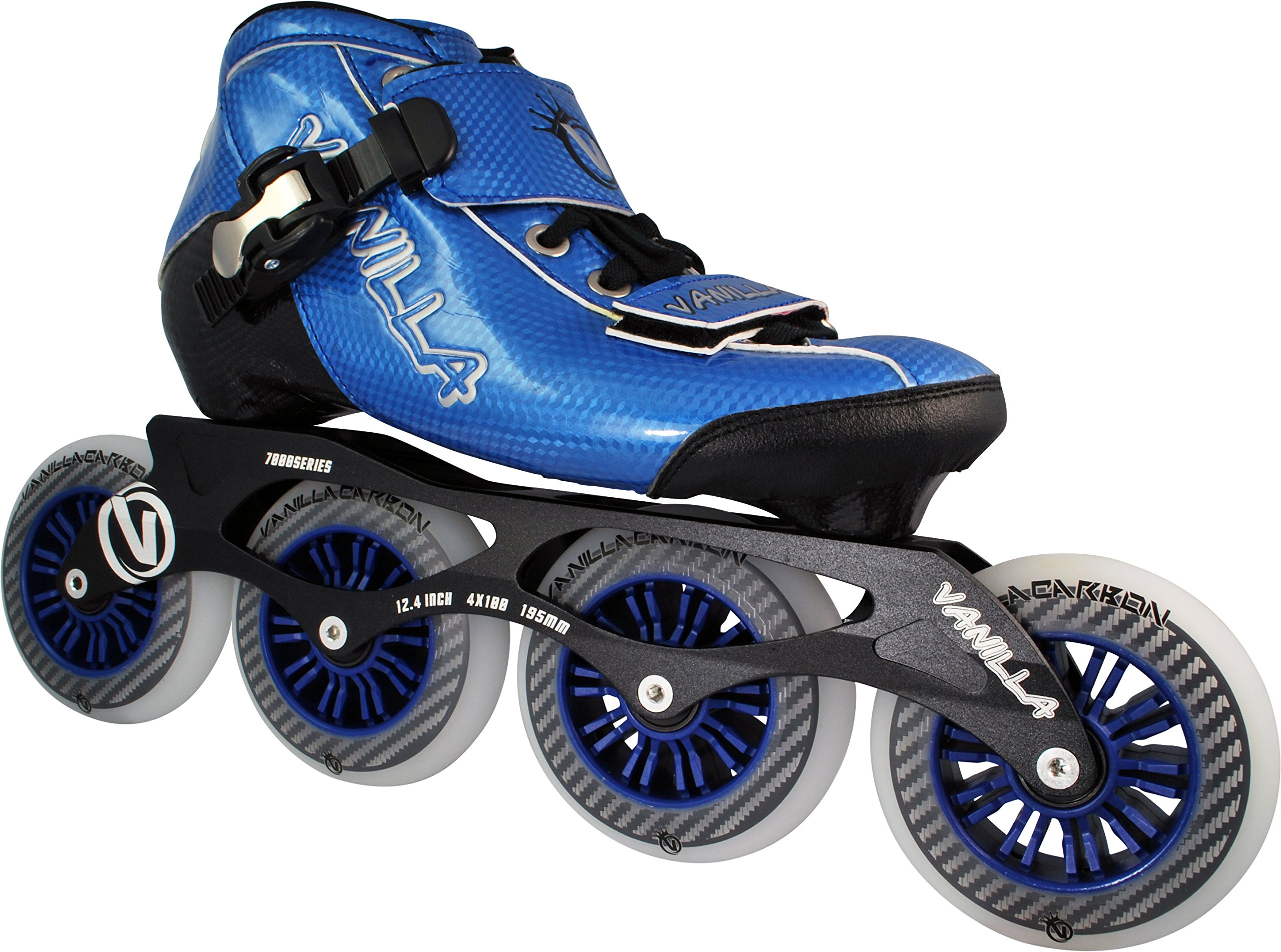 Vanilla Carbon Speed Inline Skates with ABEC-9 Bearings | 85A Urethane Wheels | Heat Moldable Boot | 7000 Series Aluminum Frame | Perfect for Speed Skating, Fitness & Urban Commuting