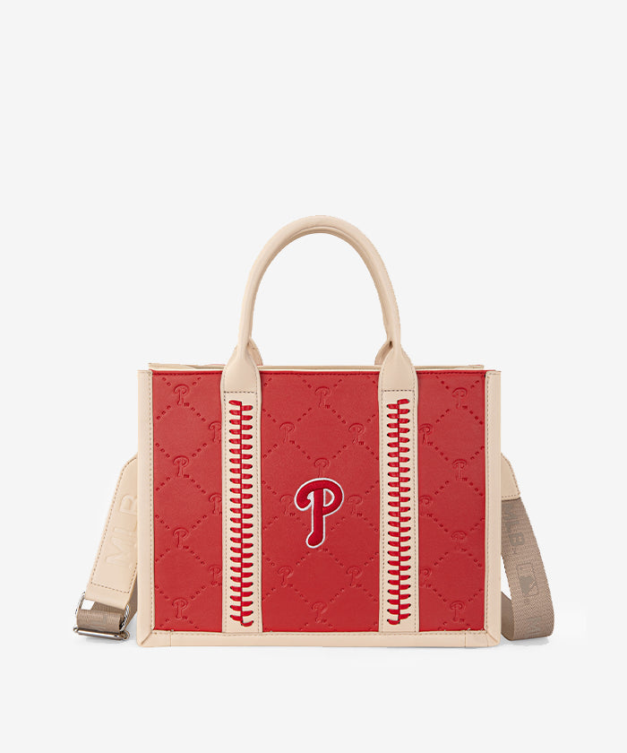 MLB Philadelphia Phillies Genuine Leather Stitched Tote Bag for Women & Men - Stylish Baseball Fan Gift & Game Day Accessory - Perfect for Shopping, Beach & Sports Events