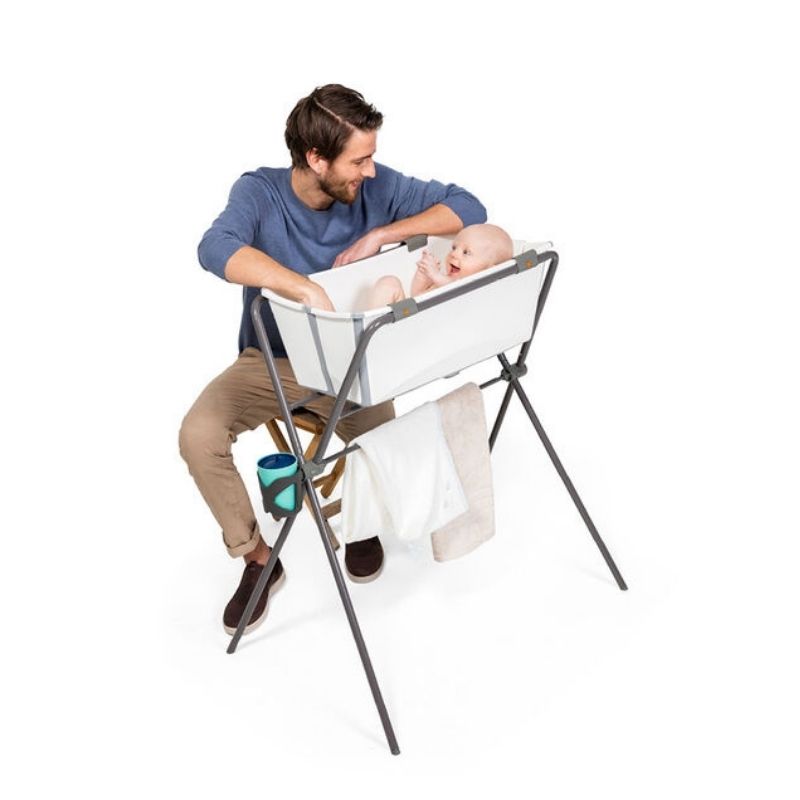 Flexi Bath Stand - Foldable Baby Bathtub Stand, Grey - Perfect for Newborn & Toddler Bath Time, Space-Saving Nursery Essential