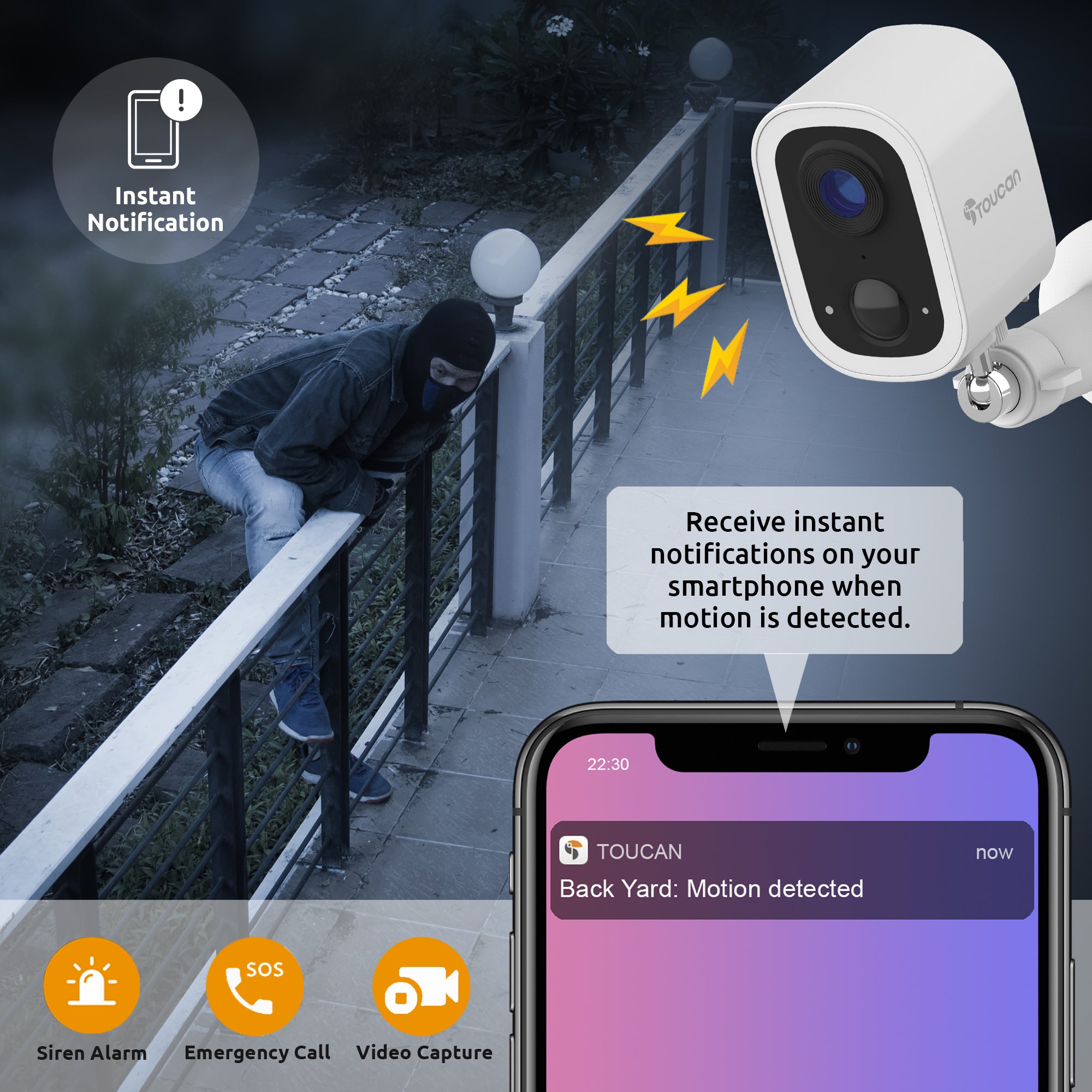Toucan S4 Wireless Security Camera 4 Pack - Outdoor/Indoor HD 1080p, Night Vision, 2-Way Audio, Motion Detection - Ideal for Home, Office, and Business Surveillance