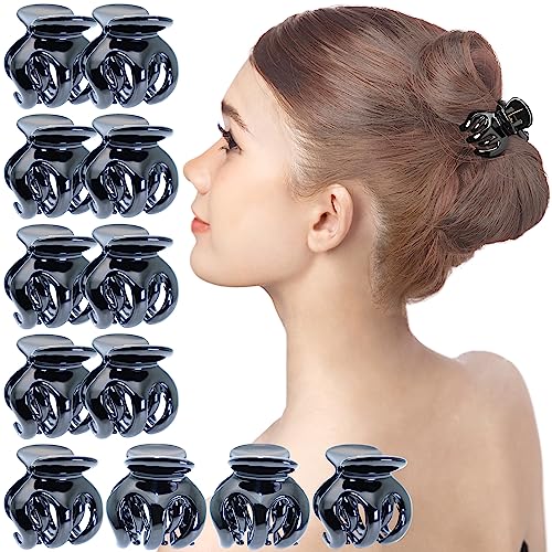 12 Pcs Women's Octopus Claws Jaw Pumpkin Hair Clips - Strong Hold No Slip Grip Interlocking Teeth Hair Clamps for Classic Beauty & Fashion | Perfect for Halloween, Cosplay, and Everyday Hairstyling - Small Black