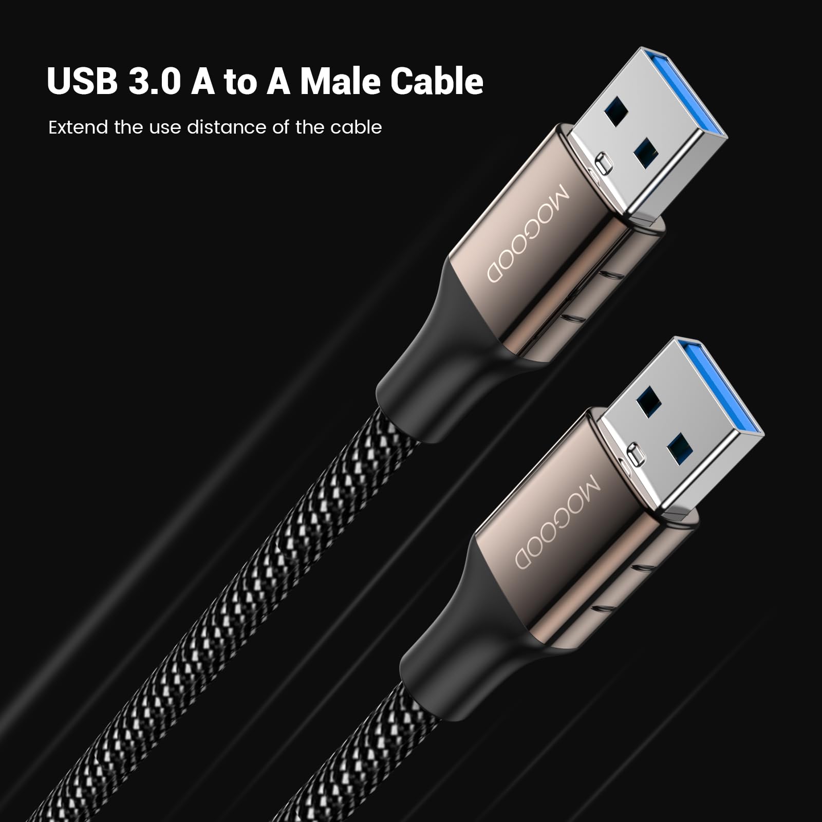 MOGOOD USB 3.0 Cable 1M (3.3ft) - High Speed 5Gbps A Male to A Male Data Transfer Cable for Hard Drive, Monitor, Camera, Stylus | Durable USB Extension Cord for Office, Home & Travel Use