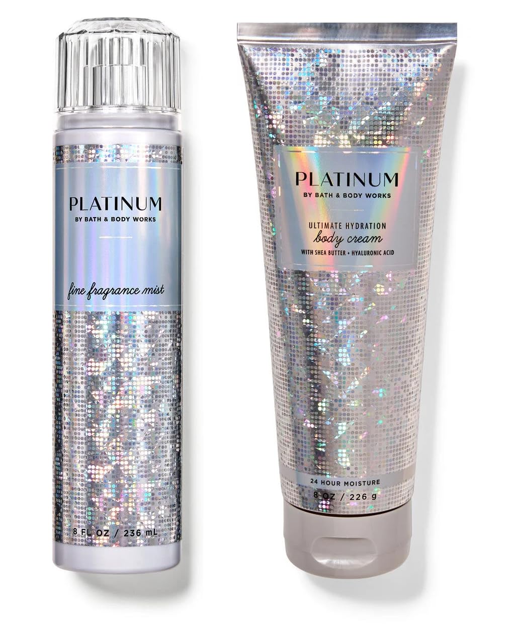 Bath + Body Works Platinum Fine Fragrance Mist & Hydrating Body Cream Set - Full Size Luxury Skincare & Perfume Gift for Women - Perfect for Daily Moisturizing & Special Occasions