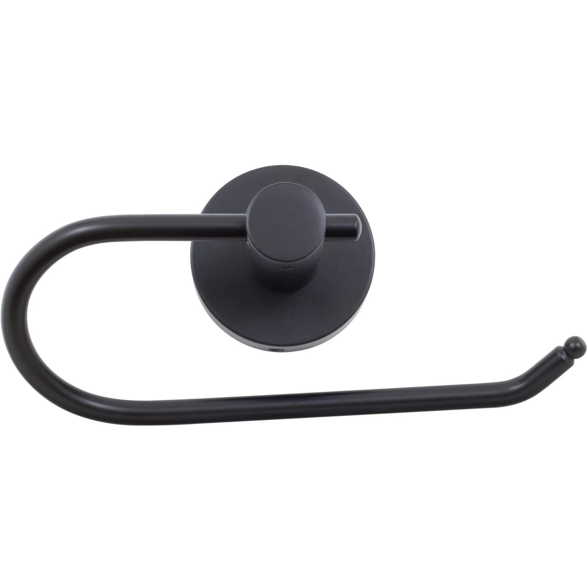 Stone Harbor Hardware Zurich Euro Toilet Paper Holder in Matte Black - Modern Bathroom Tissue Roll Stand for Home & Office