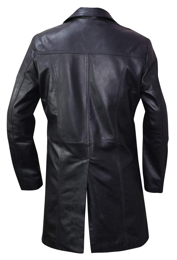 Genuine Sheepskin Leather Trench Coat for Men - Waterproof Raincoat, Long 3/4 Length Real Leather Jacket - AS/NZ-7219059 | Perfect for Outdoor Activities, Business Casual & Winter Fashion